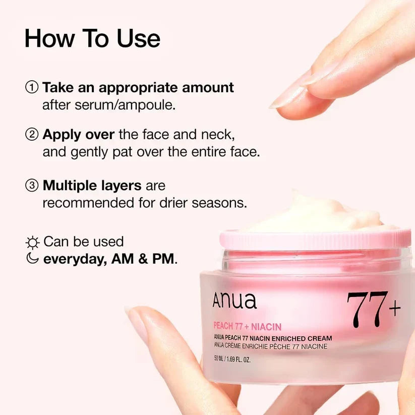 ANUA Peach 77 Creme Enriquecido com Niacina - Ilumina, Hidrata e Brilha | 50ml - imagem 4