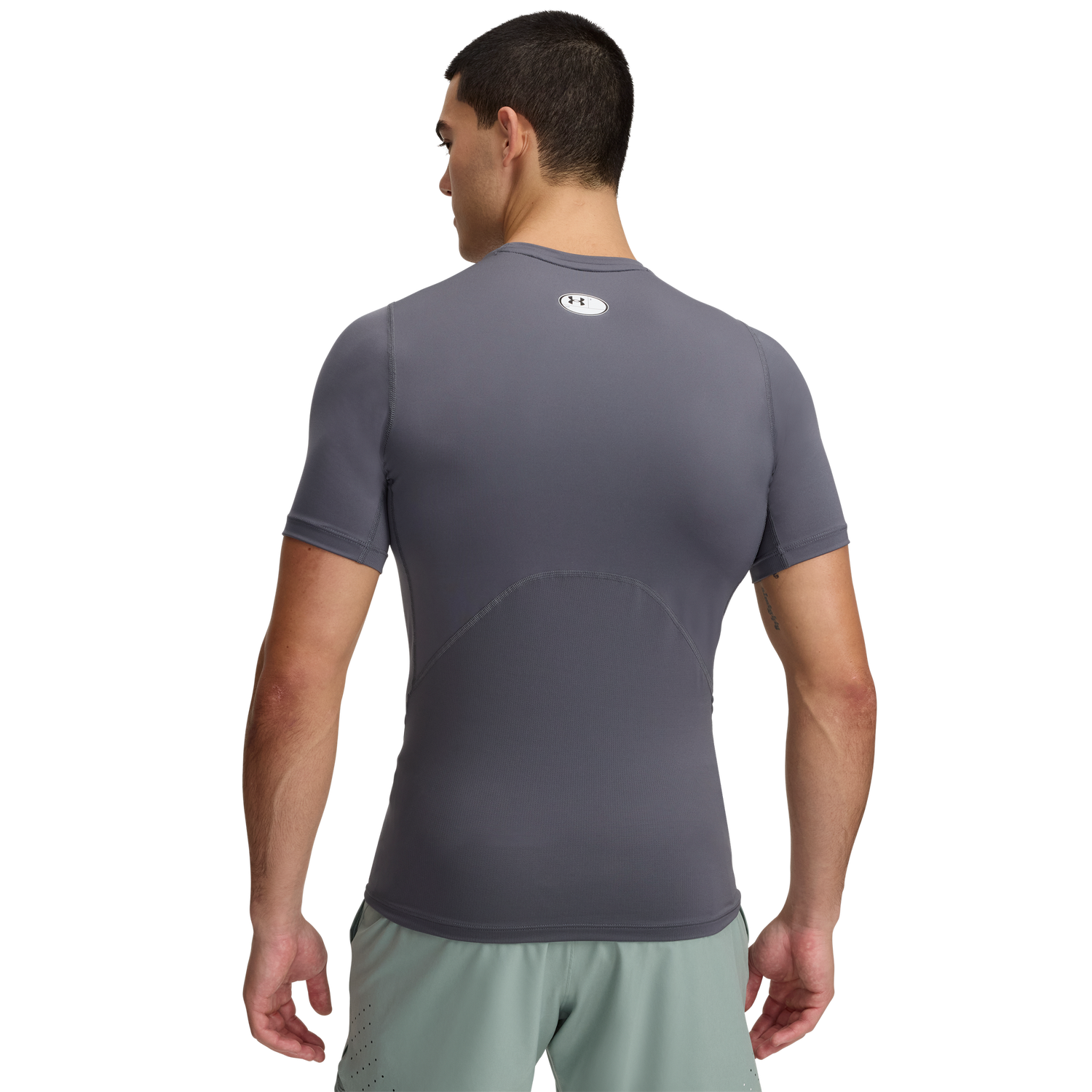 Under Armour HeatGear Compression S/S T-Shirt - Men's - Castlerock/White