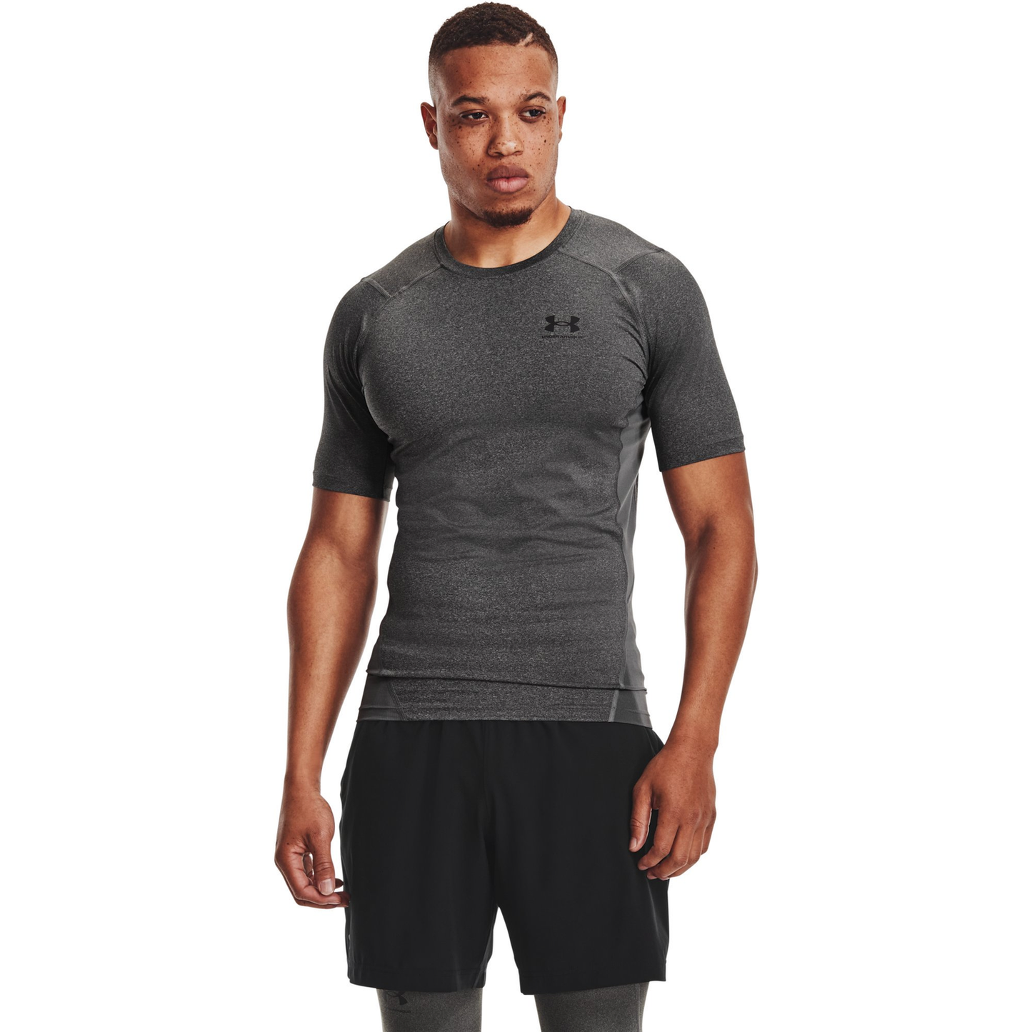 Under Armour HeatGear Compression S/S T-Shirt - Men's - Carbon Heather/Black