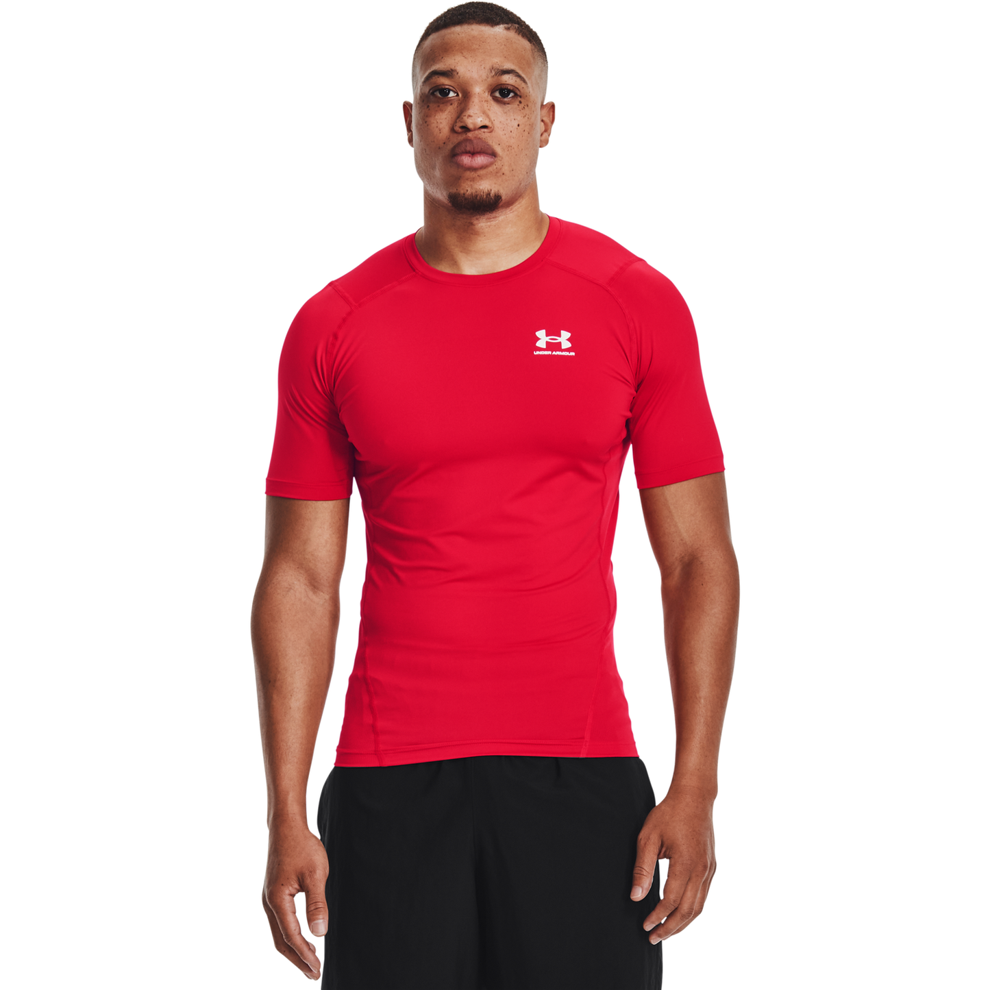 Under Armour HeatGear Compression S/S T-Shirt - Men's - White/Red