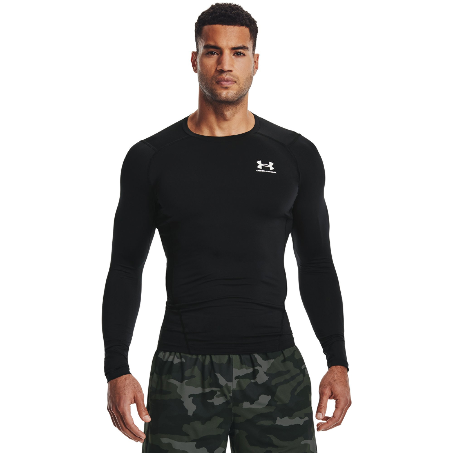 Under Armour HeatGear Armour Comp L/S T-Shirt - Men's - White/Black