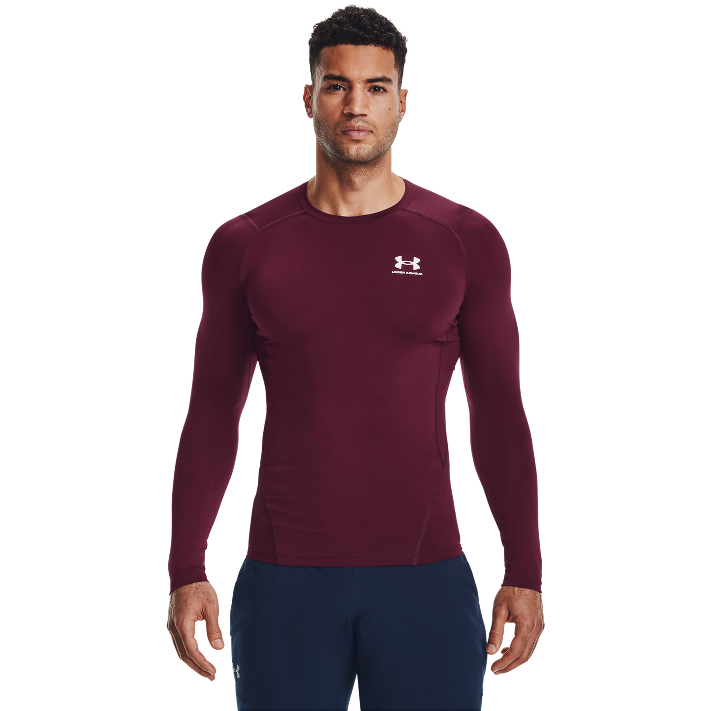 Under Armour HeatGear Armour Comp L/S T-Shirt - Men's - Maroon/White