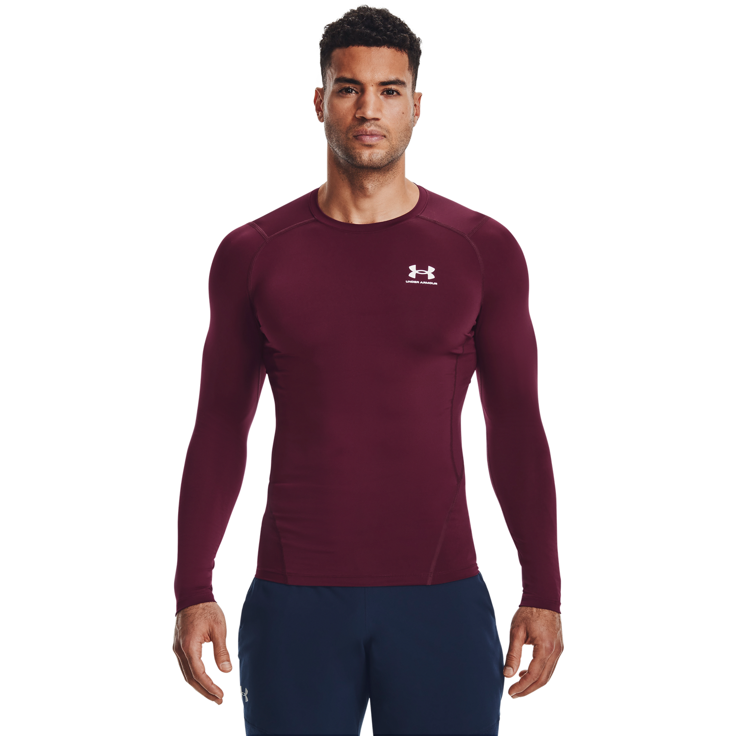 Under Armour HeatGear Armour Comp L/S T-Shirt - Men's - Maroon/White