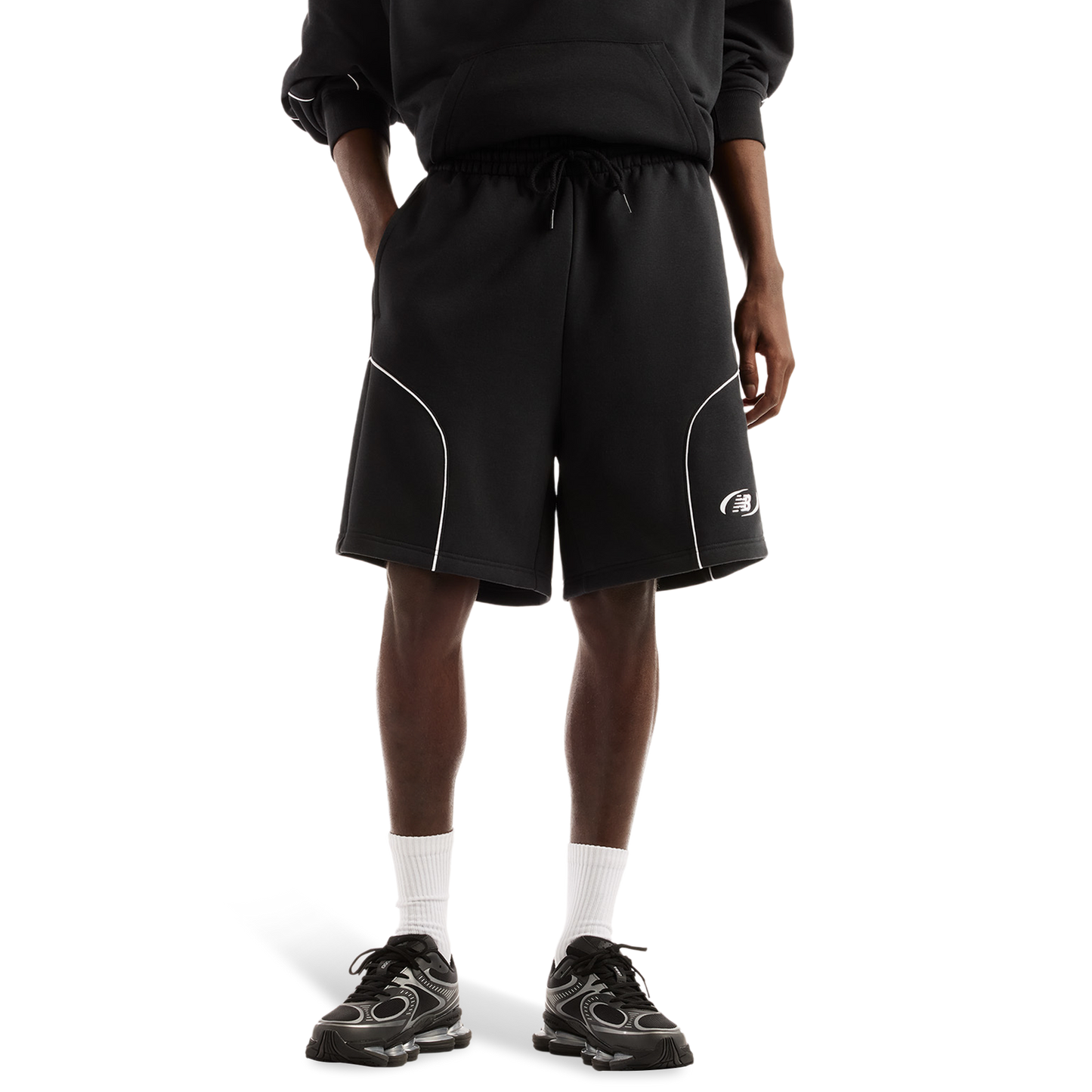 New Balance NB TRACKSIDE FLEECE SHORT - Men's - White/Black