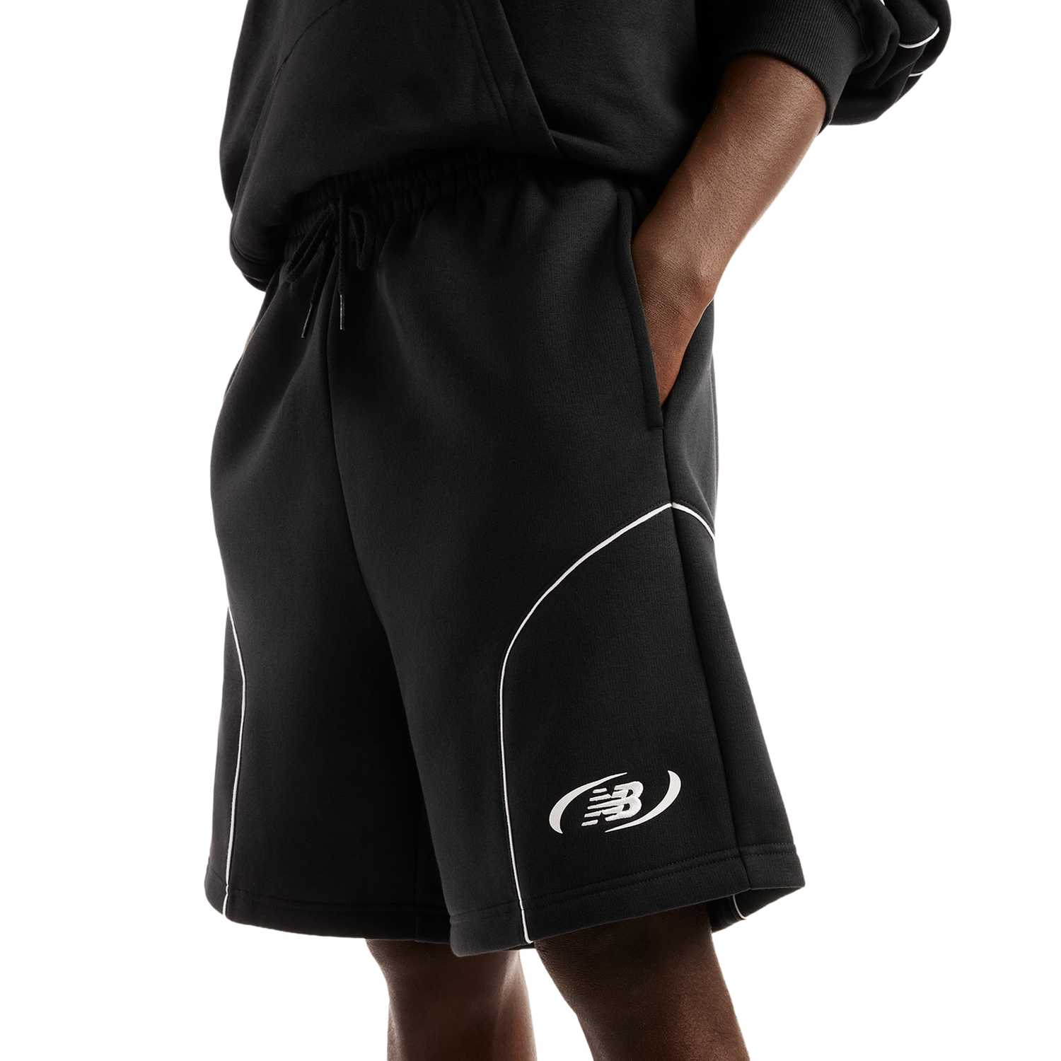 New Balance NB TRACKSIDE FLEECE SHORT - Men's - White/Black