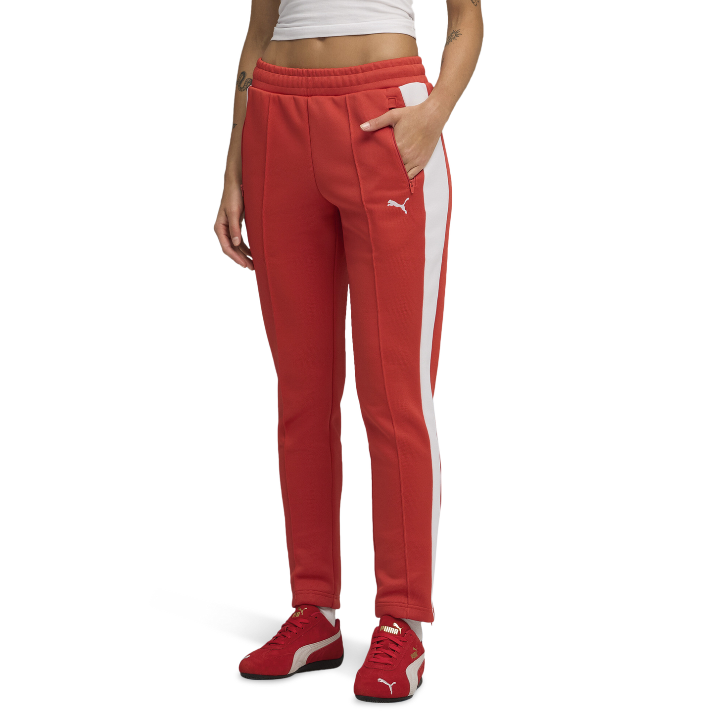 PUMA T7 ALWAYS ON SLIM TRACK PANTS - Women's - Red Fire