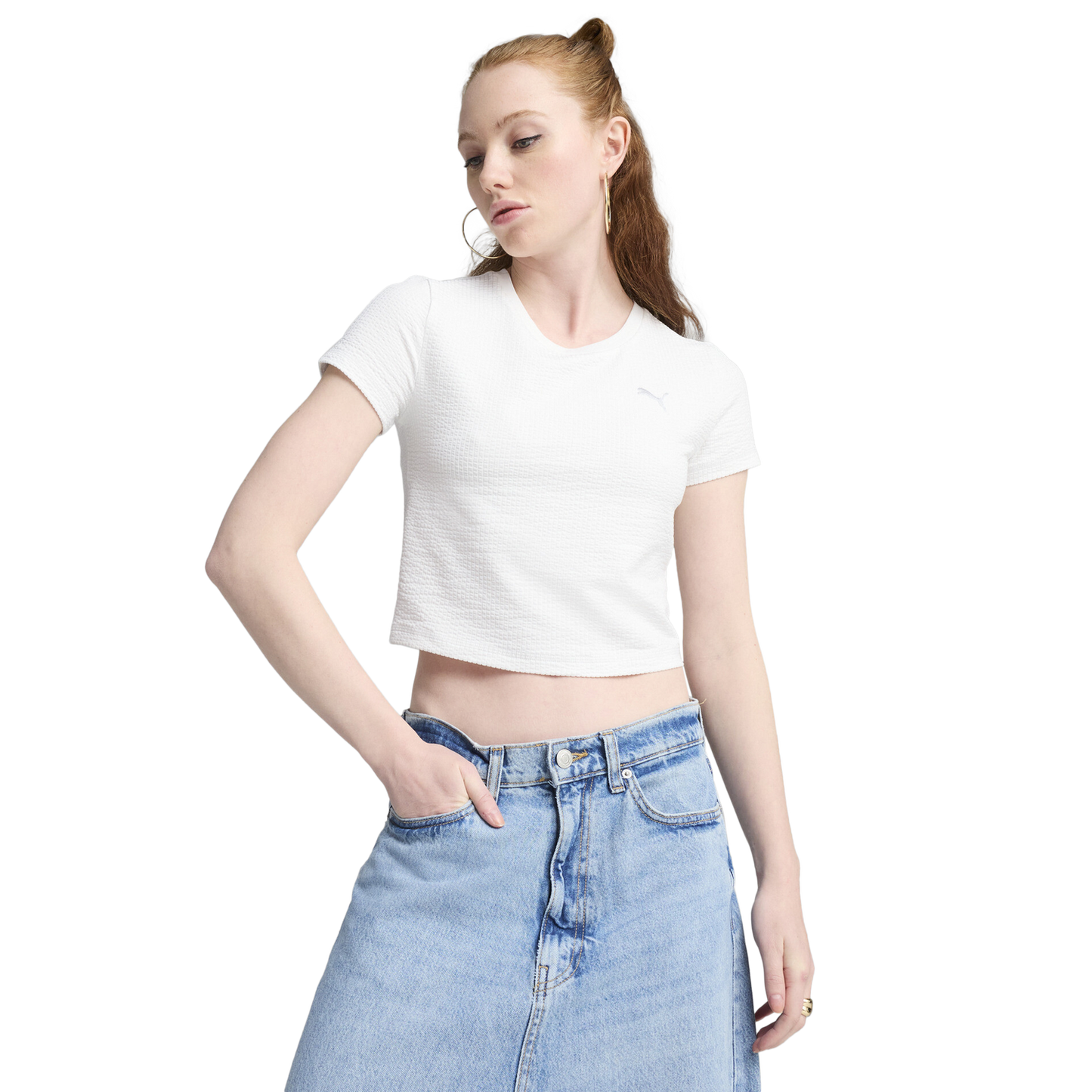 PUMA DARE TO TEXTURED BABY TEE - Women's - Puma White