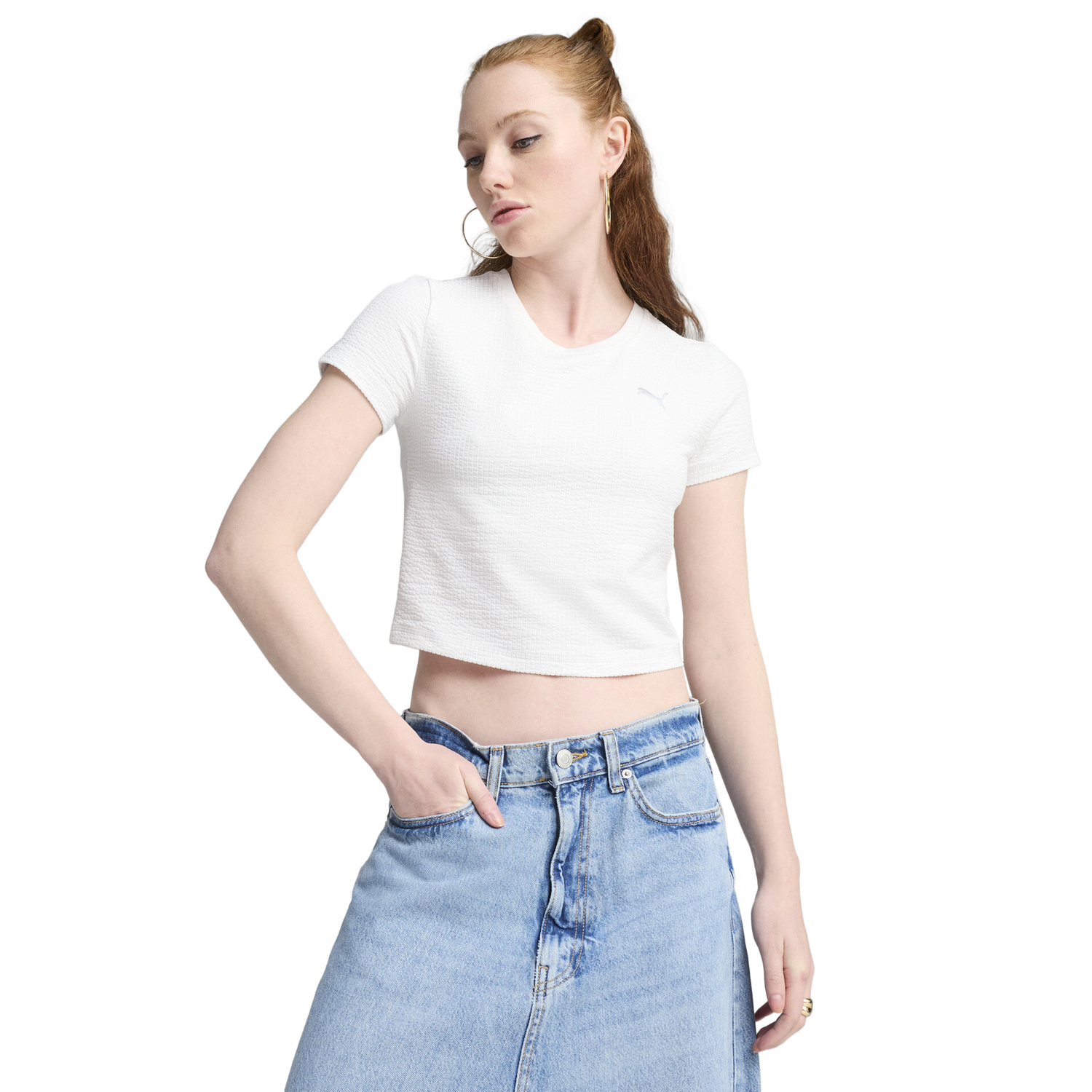 PUMA DARE TO TEXTURED BABY TEE - Women's - Puma White