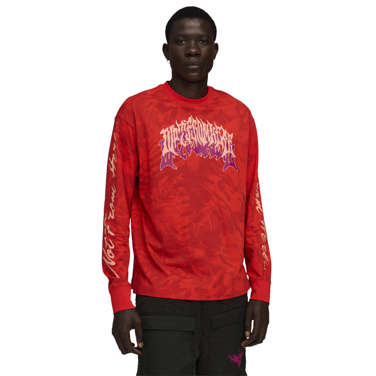 PUMA Lamelo Supernova Long Sleeve AOP Tee - Men's - Puma Red