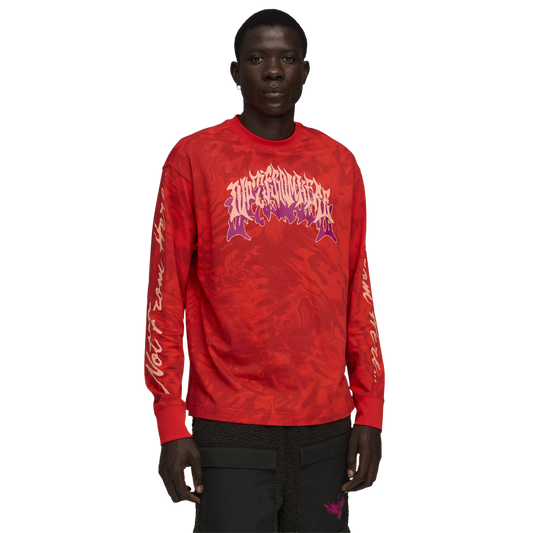 PUMA Lamelo Supernova Long Sleeve AOP Tee - Men's - Puma Red