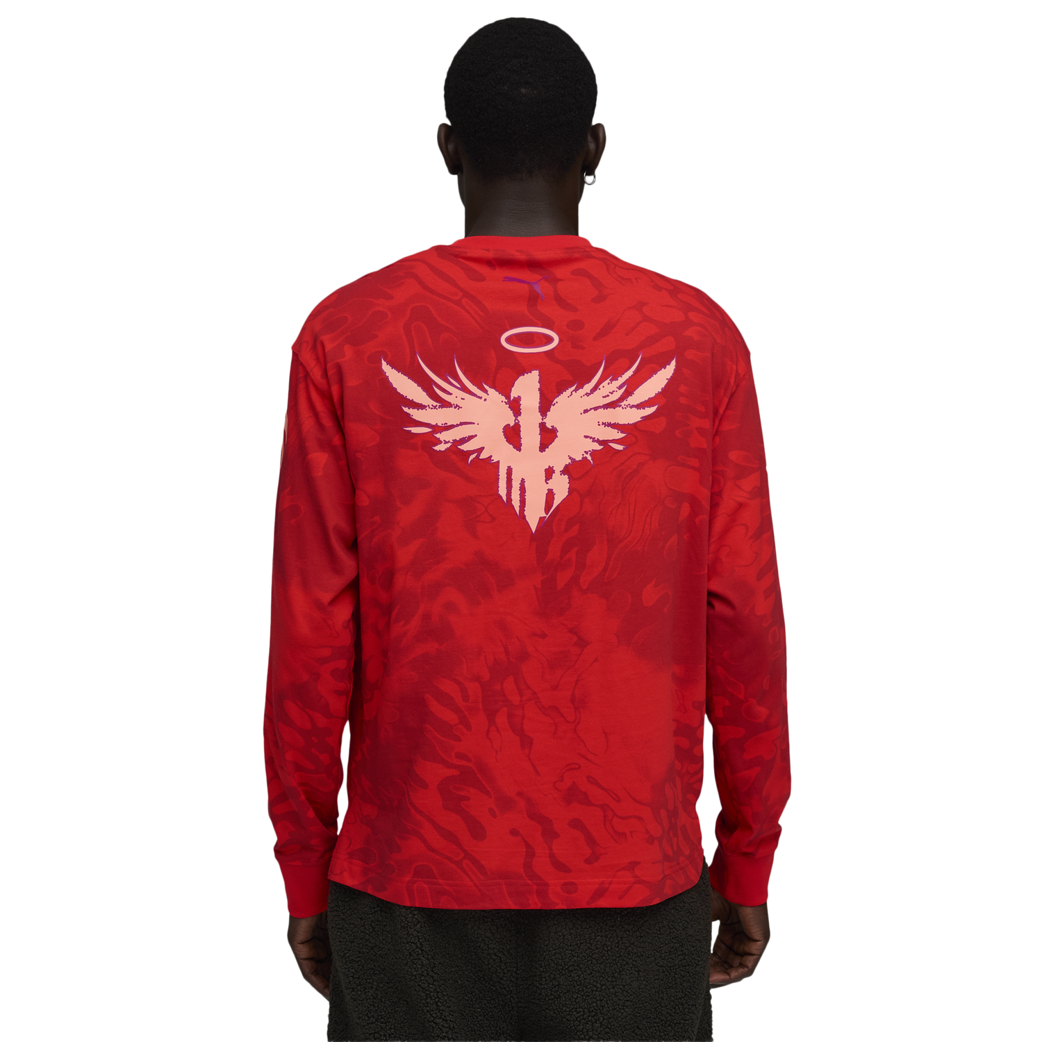 PUMA Lamelo Supernova Long Sleeve AOP Tee - Men's - Puma Red