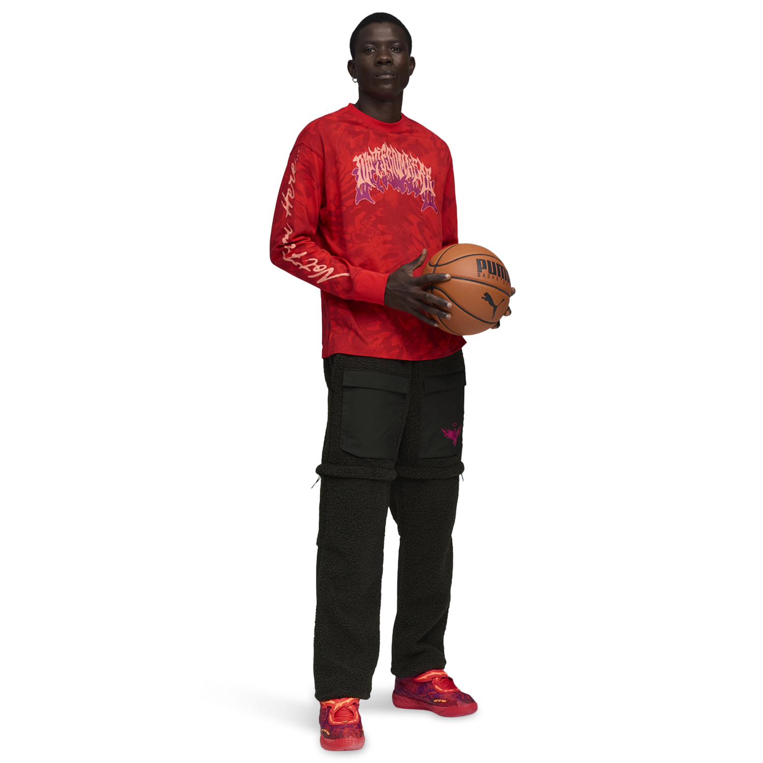 PUMA Lamelo Supernova Long Sleeve AOP Tee - Men's - Puma Red