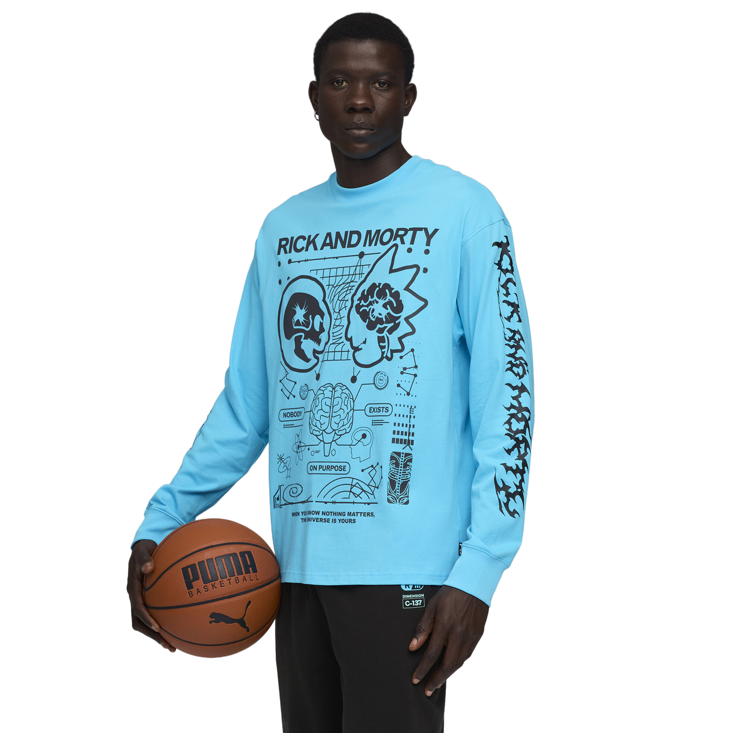 PUMA Hoops x Rick and Morty Long Sleeve T-Shirt - Men's - Teal/Black