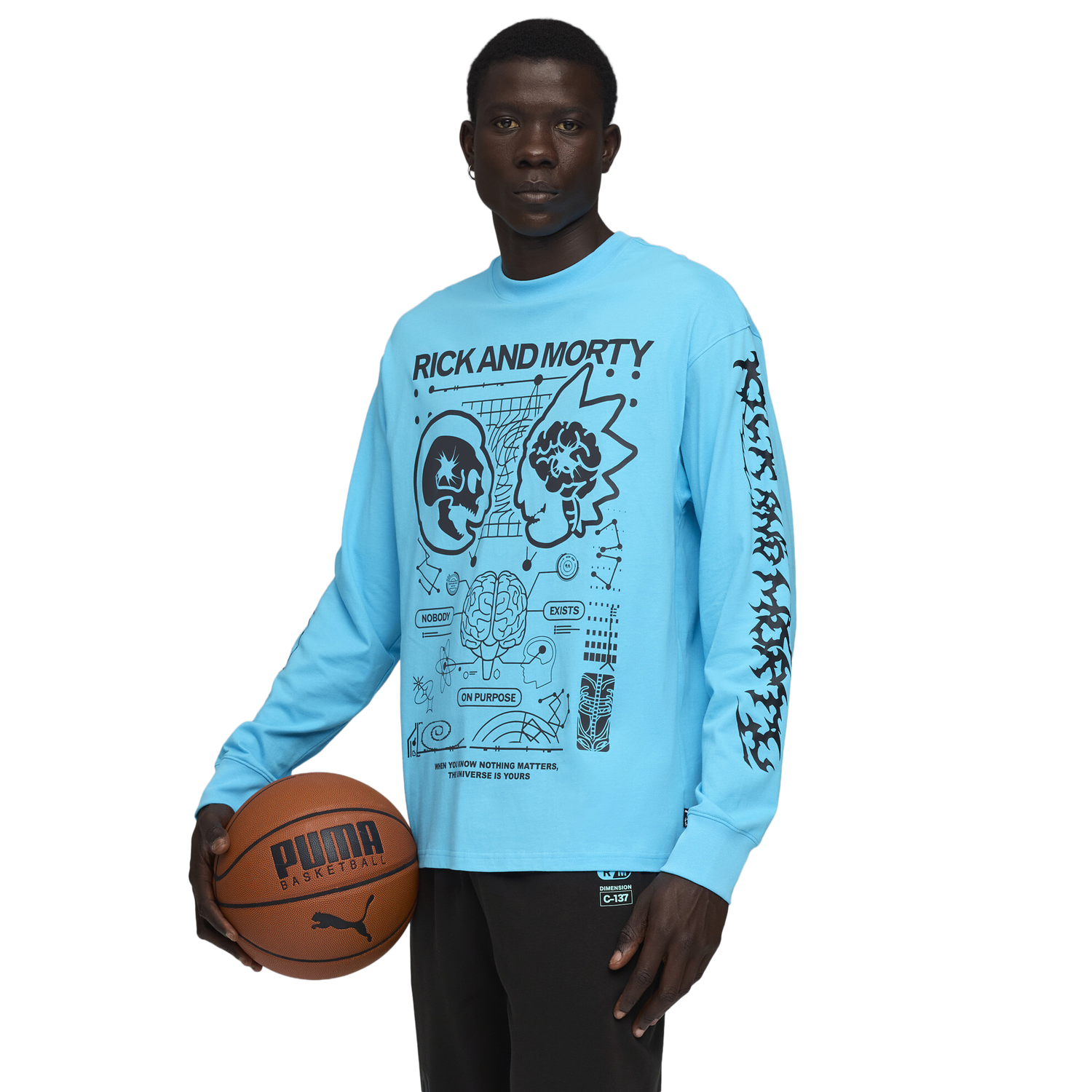 PUMA Hoops x Rick and Morty Long Sleeve T-Shirt - Men's - Teal/Black