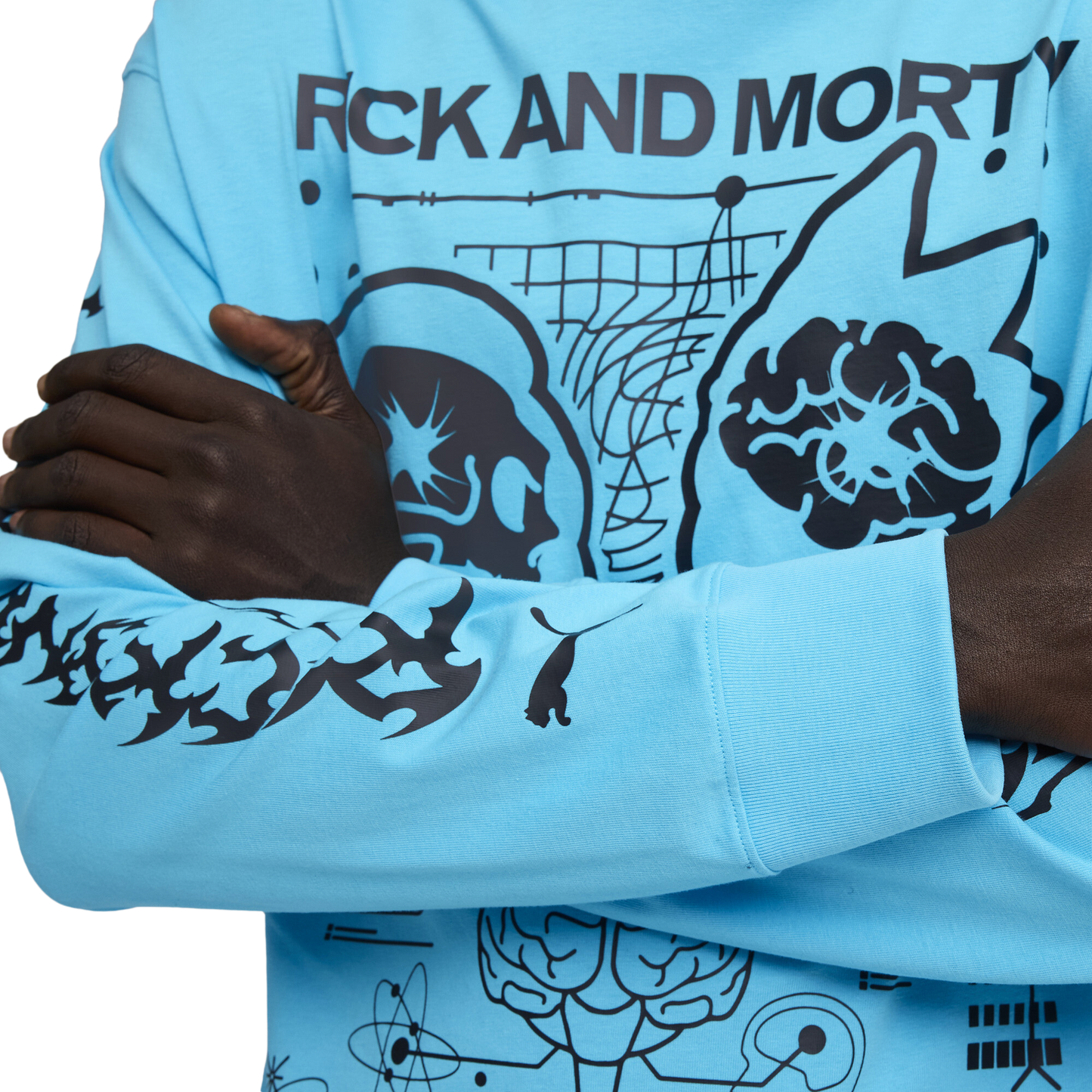 PUMA Hoops x Rick and Morty Long Sleeve T-Shirt - Men's - Teal/Black