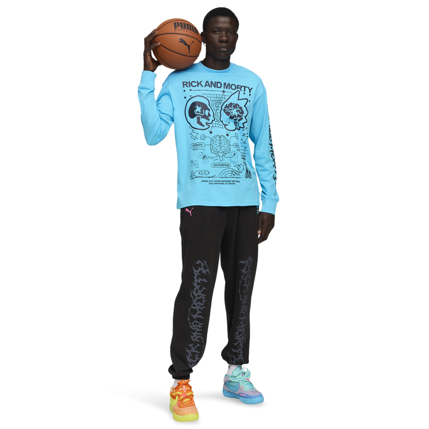 PUMA Hoops x Rick and Morty Long Sleeve T-Shirt - Men's - Teal/Black