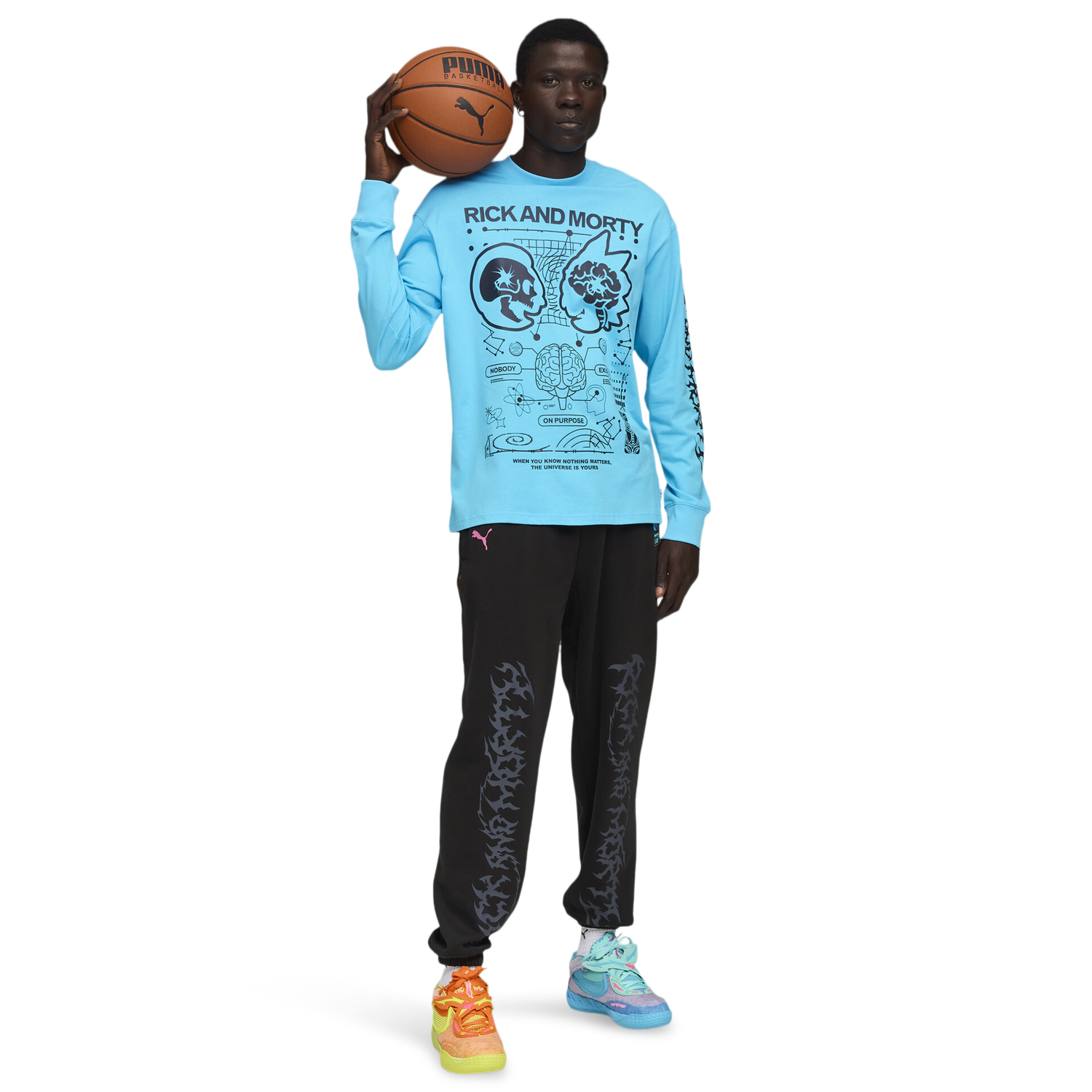 PUMA Hoops x Rick and Morty Long Sleeve T-Shirt - Men's - Teal/Black