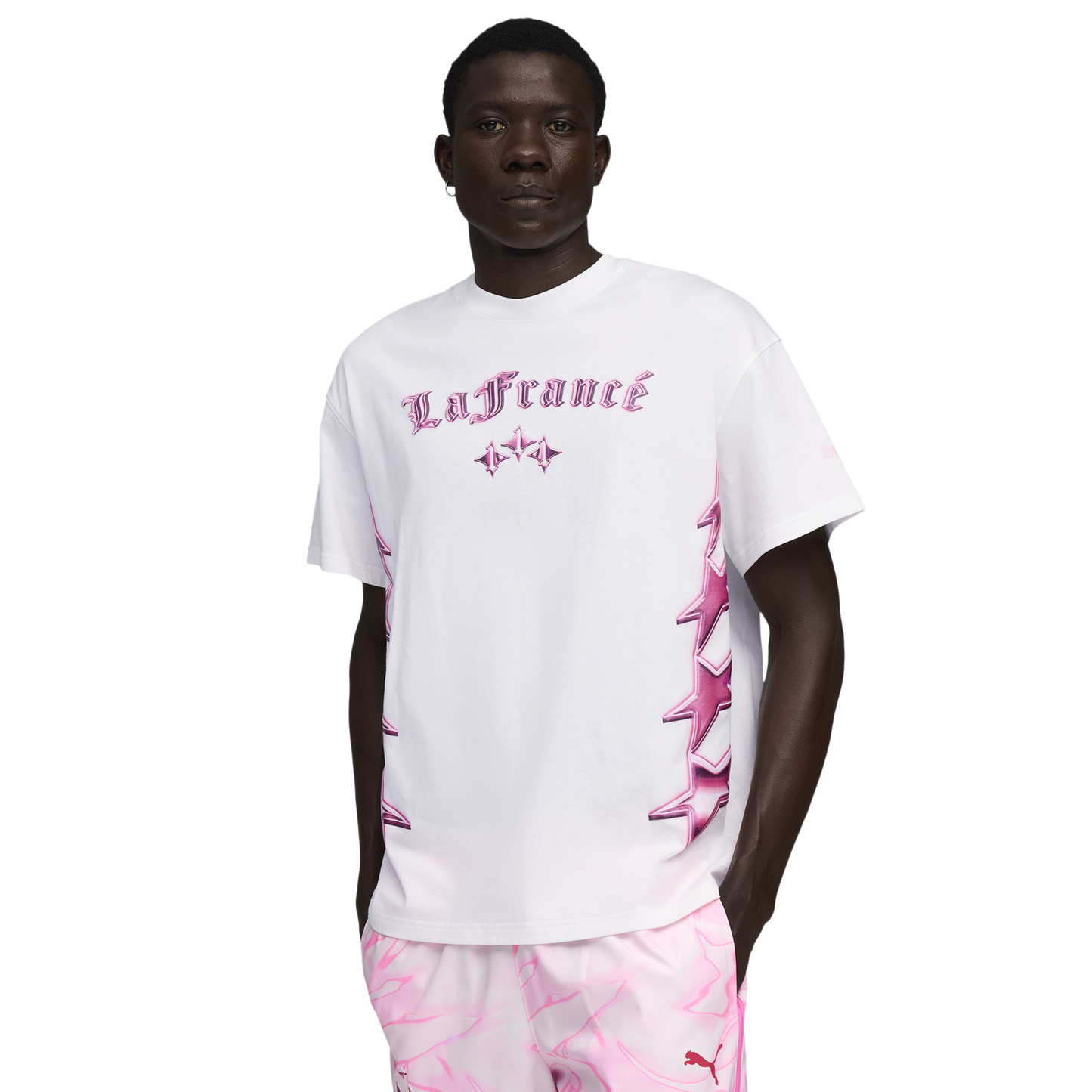 PUMA Lafrance Pink Heem T-Shirt - Men's - Puma White