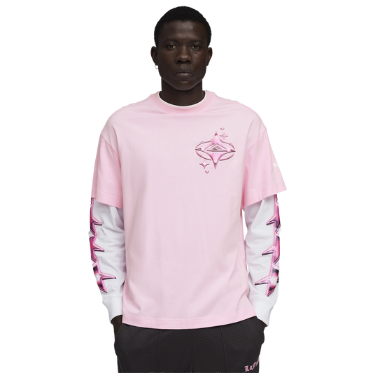 PUMA Lafrance Pink Heem Long Sleeve Tee - Men's - Puma White/Pale Pink