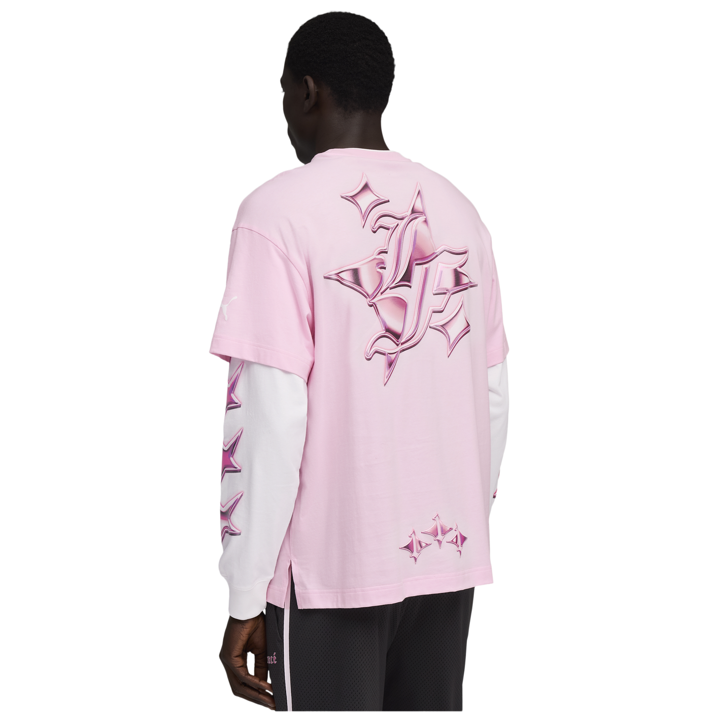 PUMA Lafrance Pink Heem Long Sleeve Tee - Men's - Puma White/Pale Pink