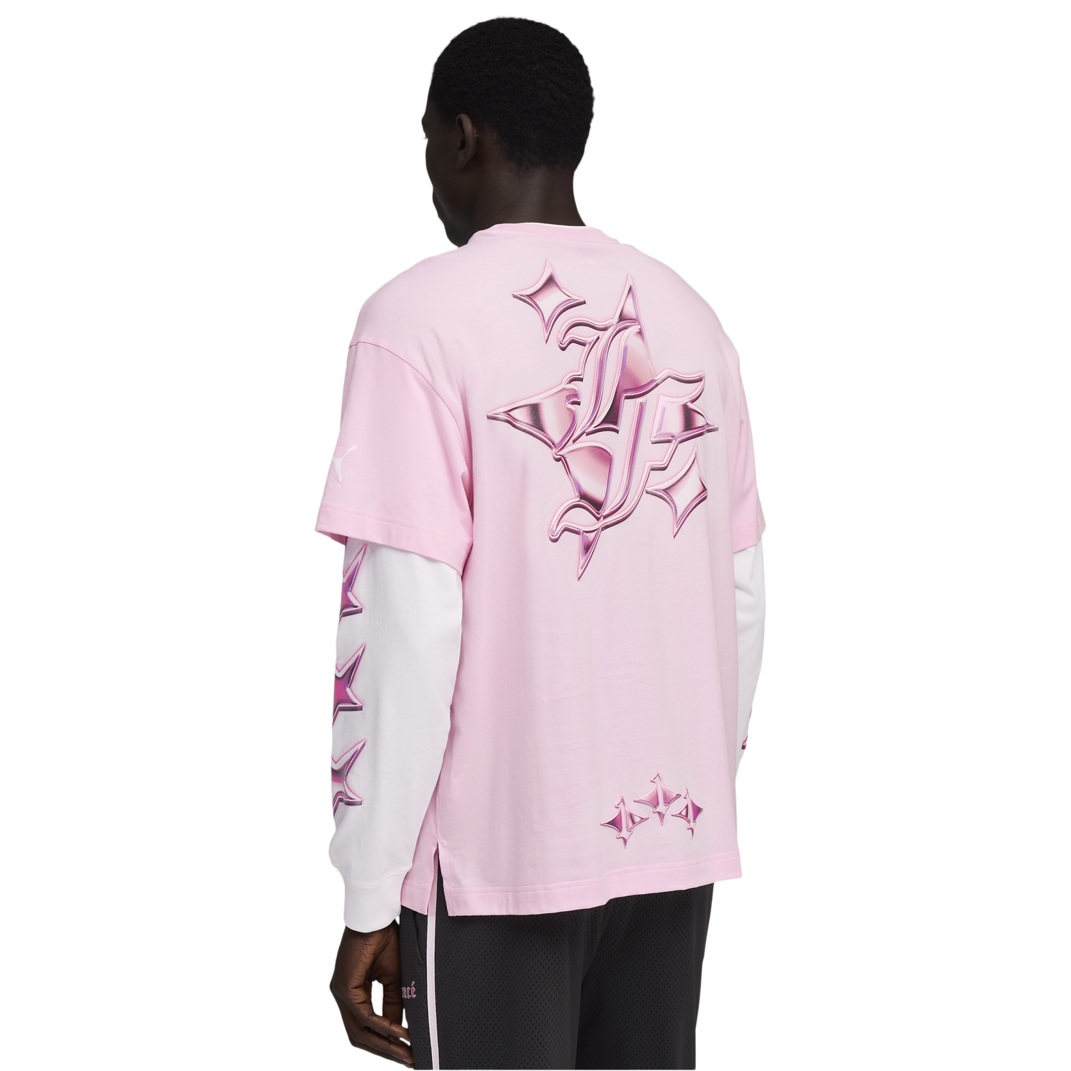 PUMA Lafrance Pink Heem Long Sleeve Tee - Men's - Puma White/Pale Pink