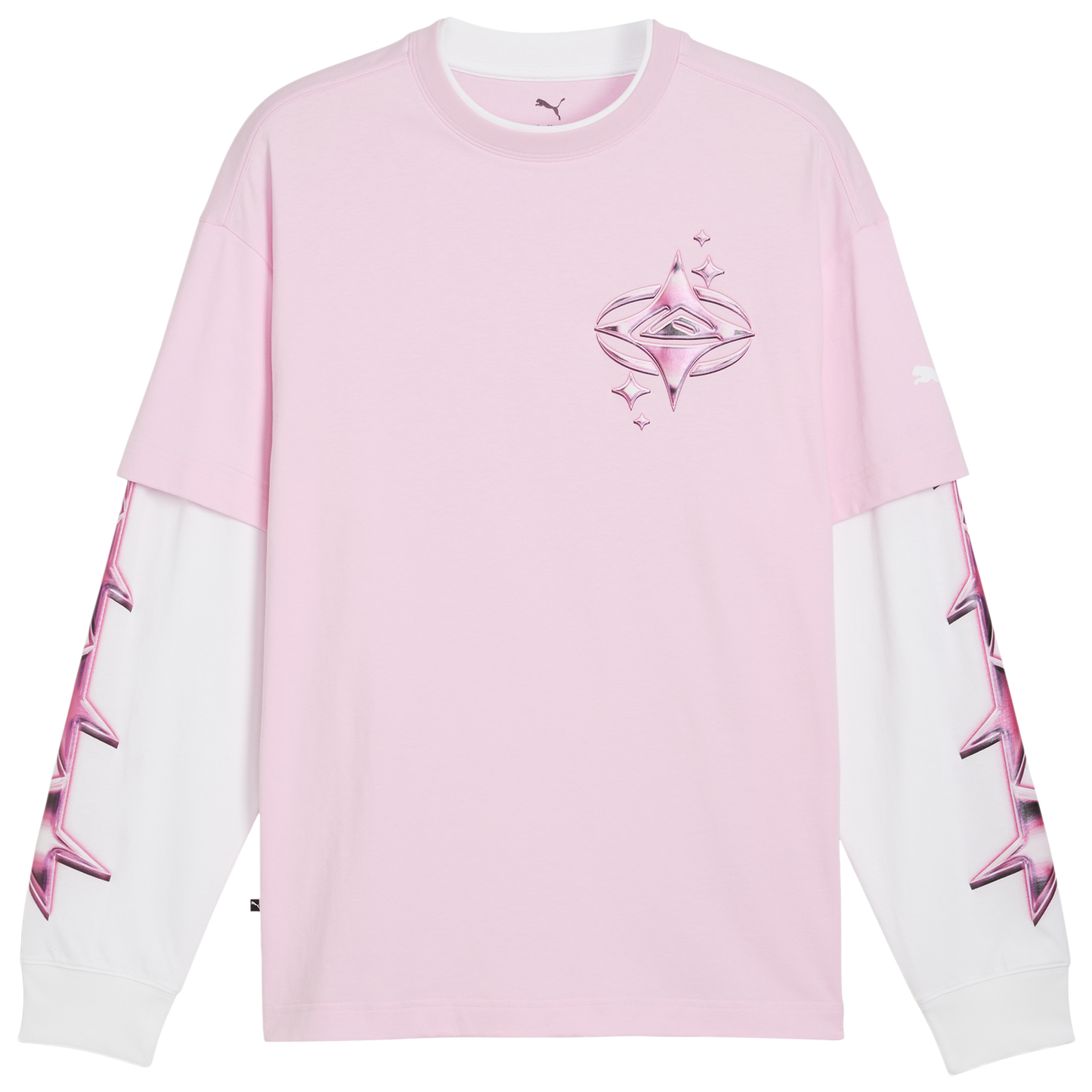 PUMA Lafrance Pink Heem Long Sleeve Tee - Men's - Puma White/Pale Pink