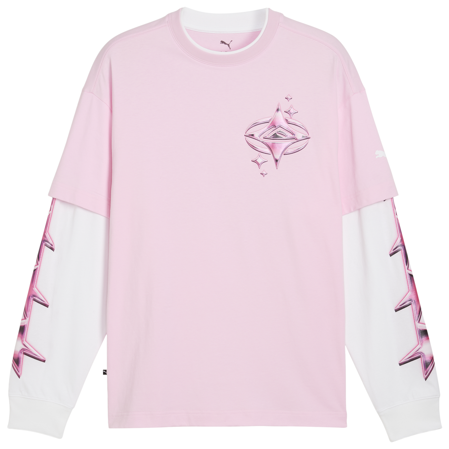 PUMA Lafrance Pink Heem Long Sleeve Tee - Men's - Puma White/Pale Pink