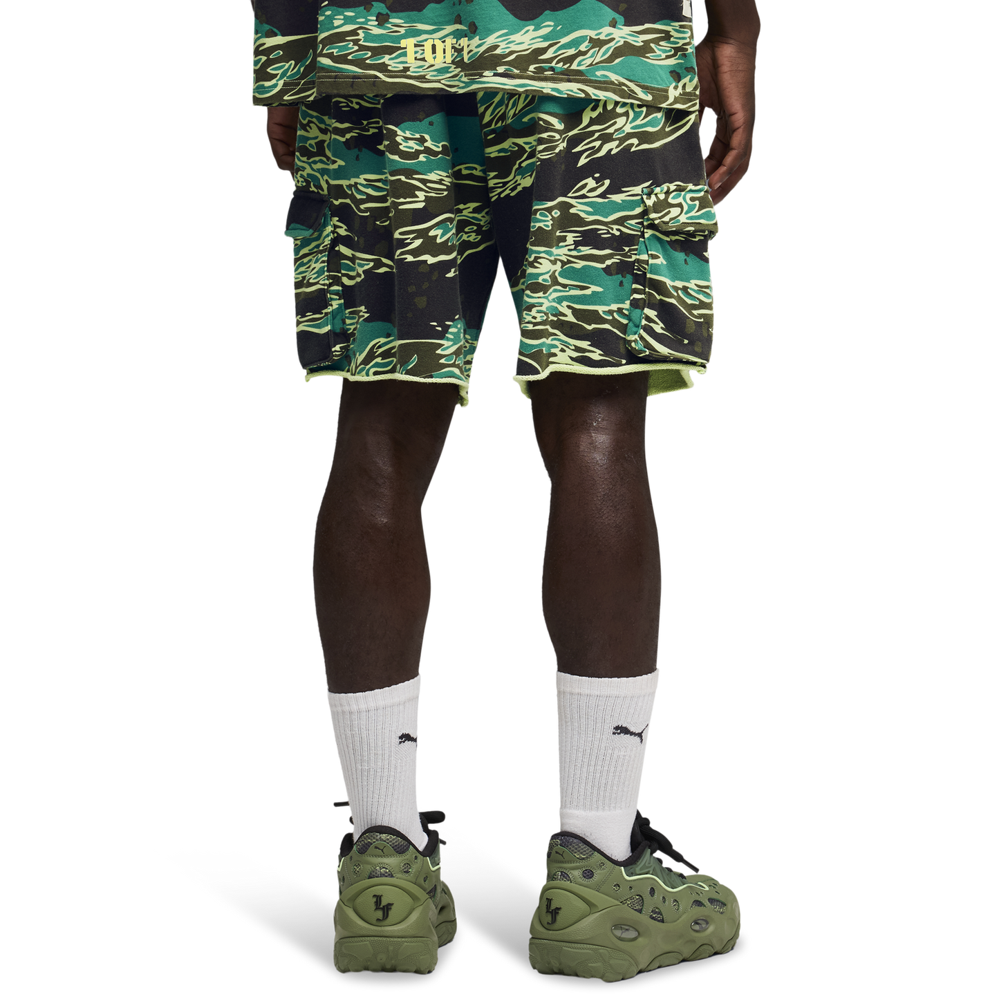 PUMA LaFrance Supply Terry Shorts - Men's - Green Terrain Aop/White