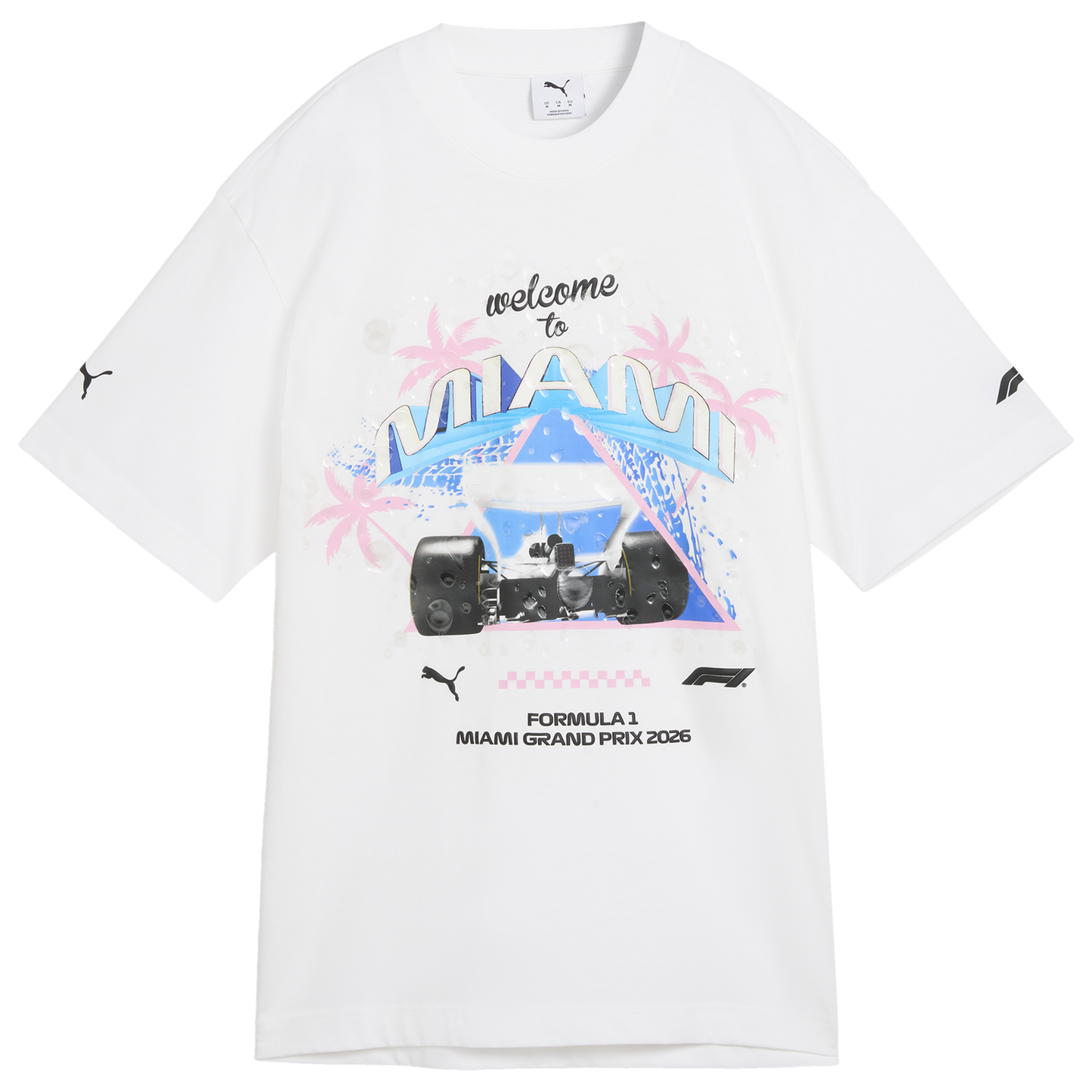 PUMA F1 Miami Washed Graphic Tee - Men's - White
