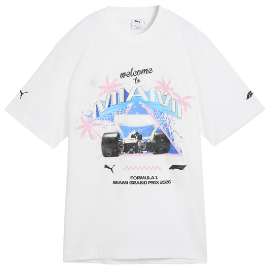 PUMA F1 Miami Washed Graphic Tee - Men's - White