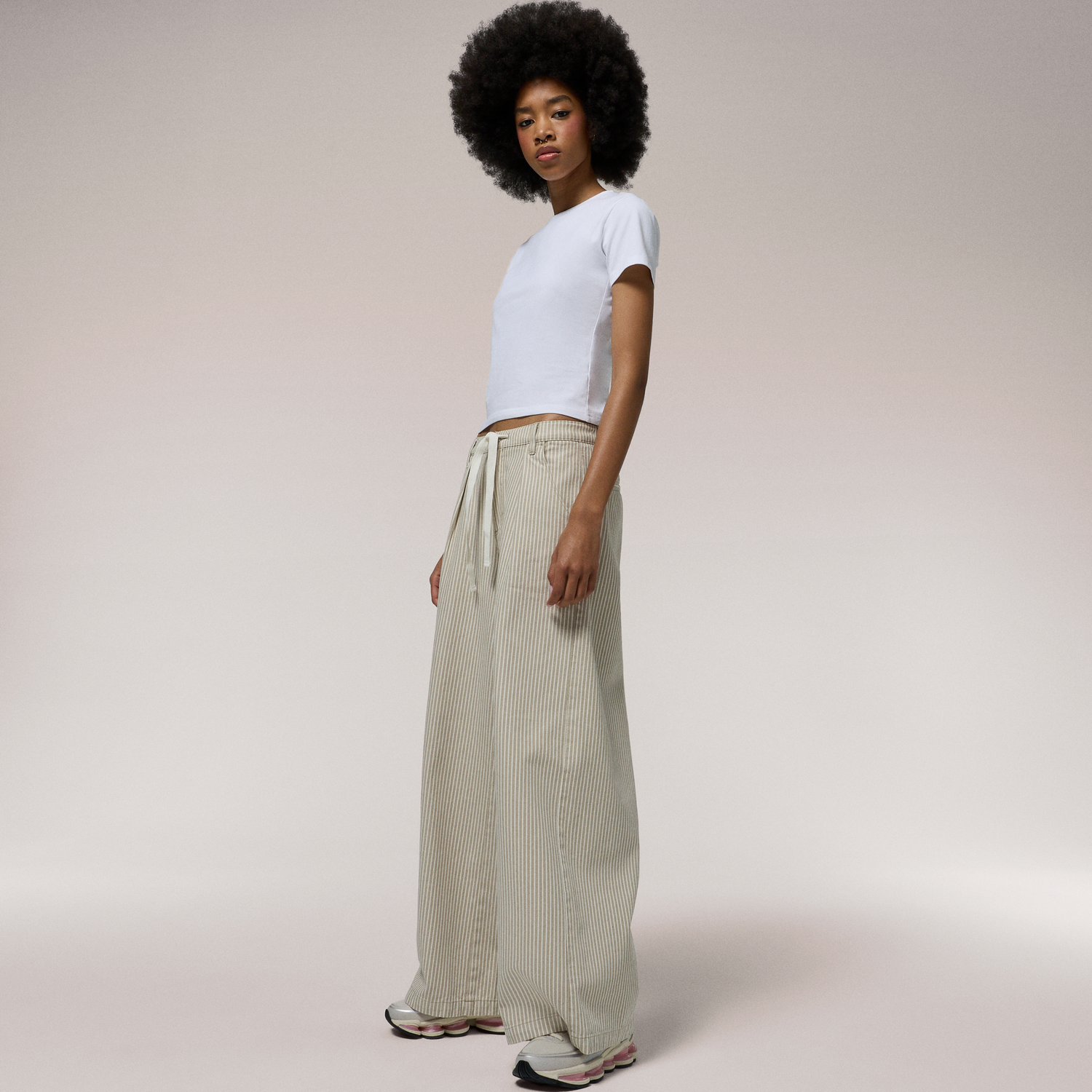 Cozi Drapey Pants - Women's - Stripe Print/Pure Cashmere