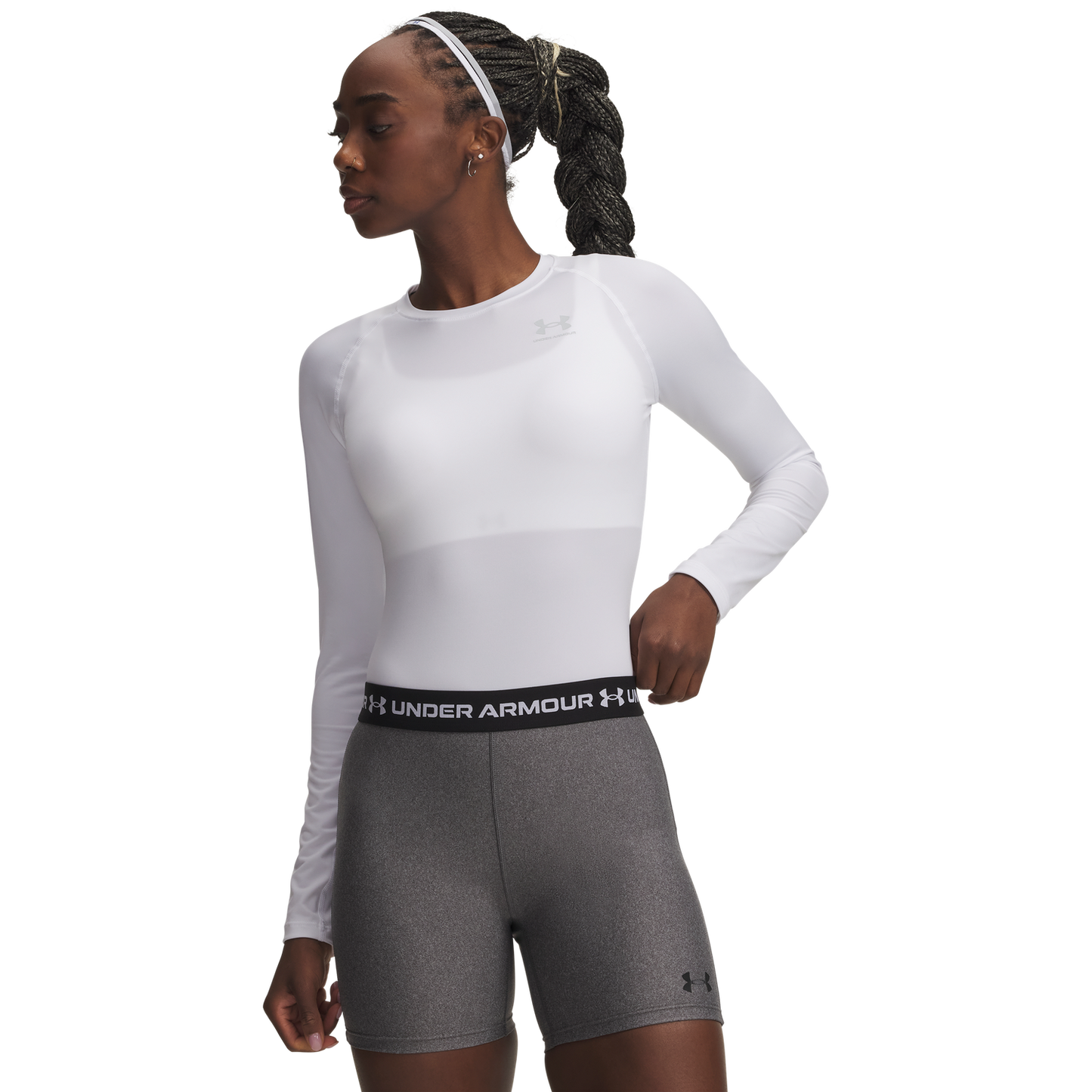 Under Armour HeatGear Authentics Comp LS - Women's - White/Gray