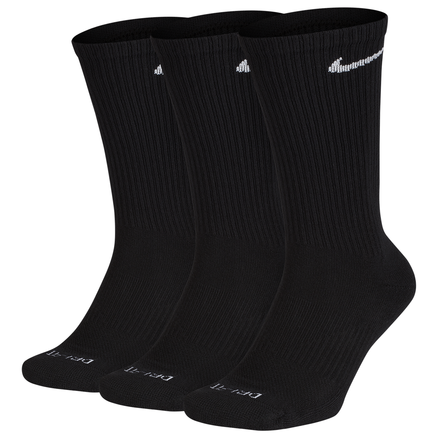 Nike 3 Pack Dri-FIT Plus Crew Socks - Men's - Black/White