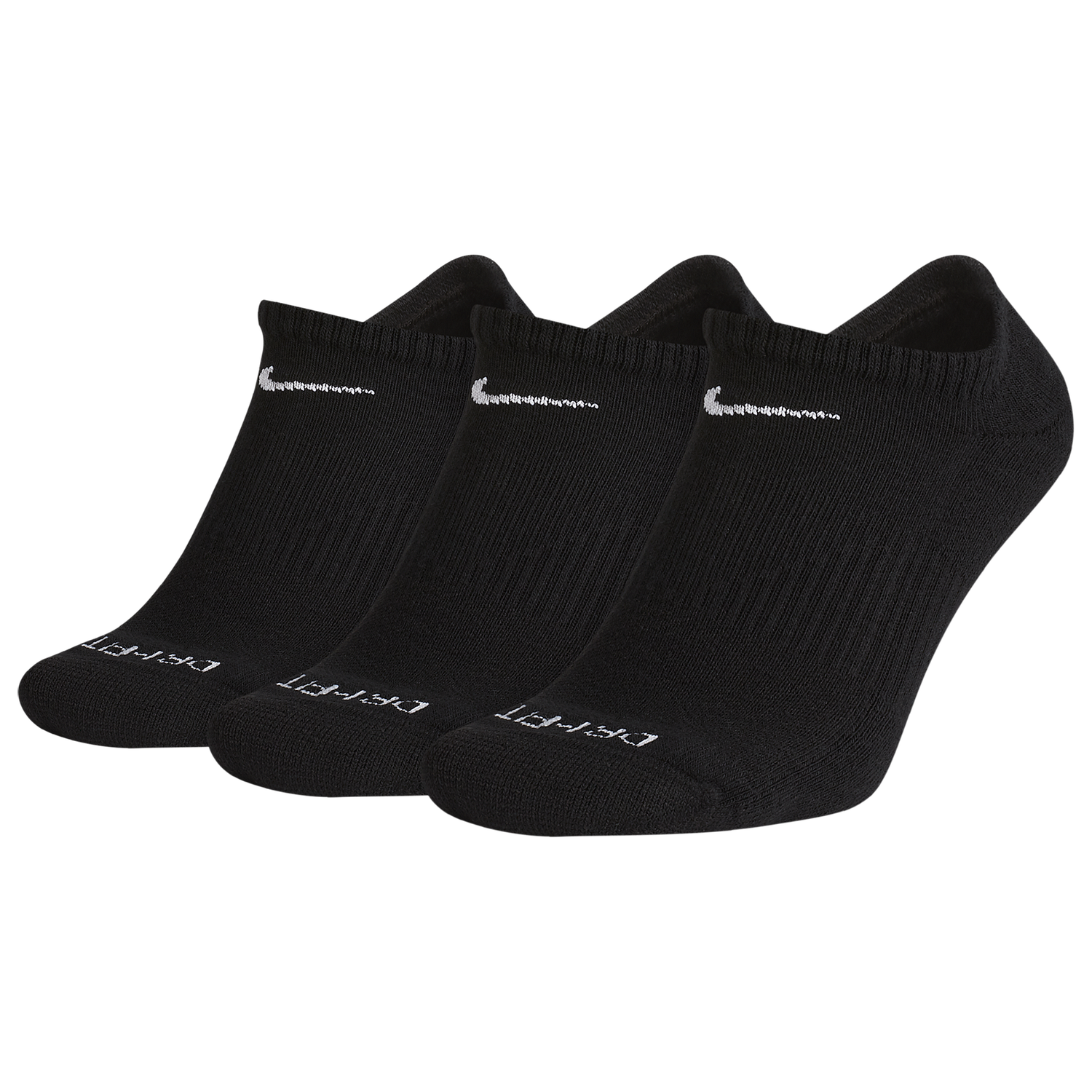 Nike 3 Pack Dri-FIT Plus No Show Socks - Men's - White/Black