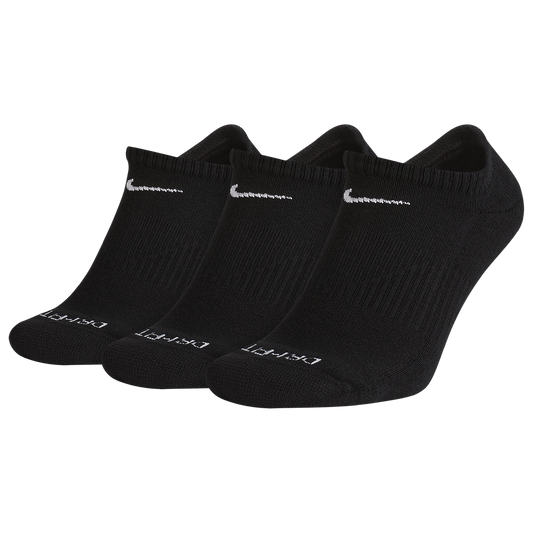 Nike 3 Pack Dri-FIT Plus No Show Socks - Men's - White/Black