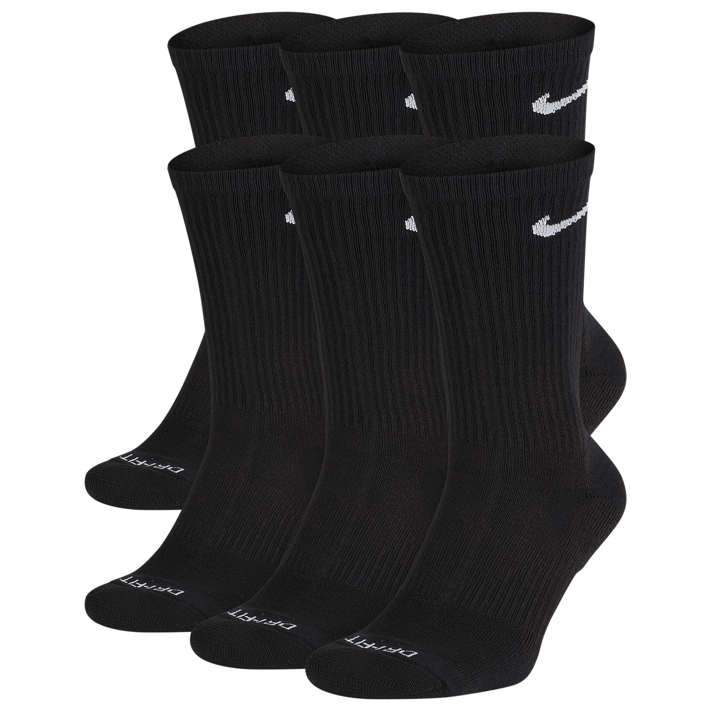 Nike 6 Pack Everyday Plus Cushioned Socks - Men's - Black/White