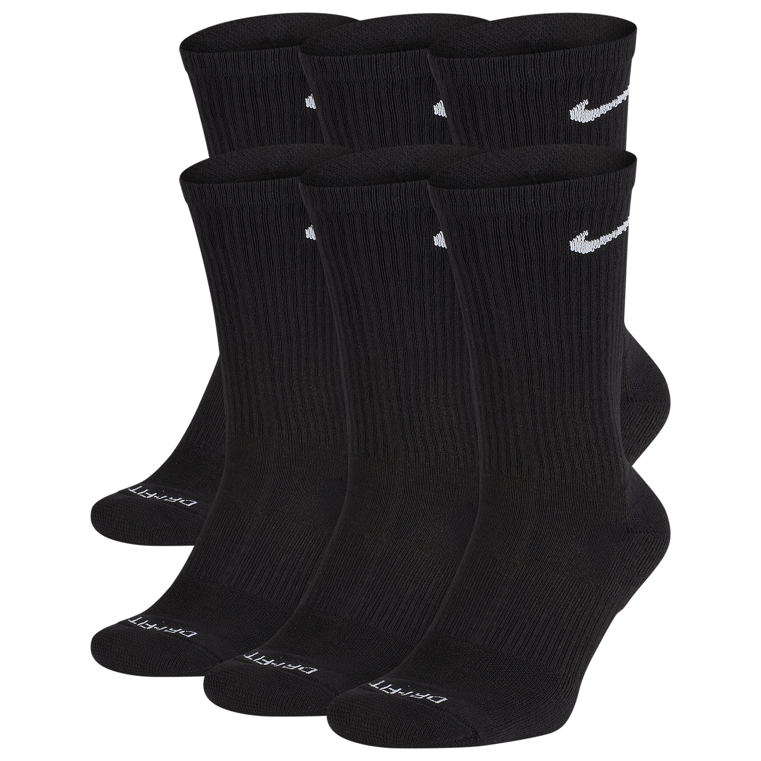 Nike 6 Pack Everyday Plus Cushioned Socks - Men's - Black/White