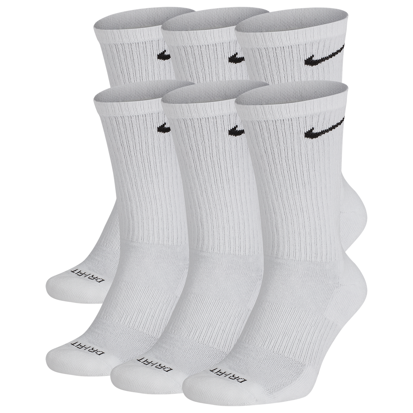 Nike 6 Pack Everyday Plus Cushioned Socks - Men's - Black/White (6897100)