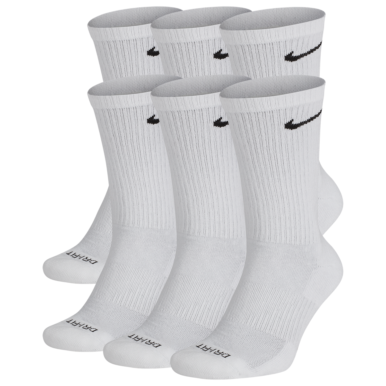 Nike 6 Pack Everyday Plus Cushioned Socks - Men's - Black/White (6897100)