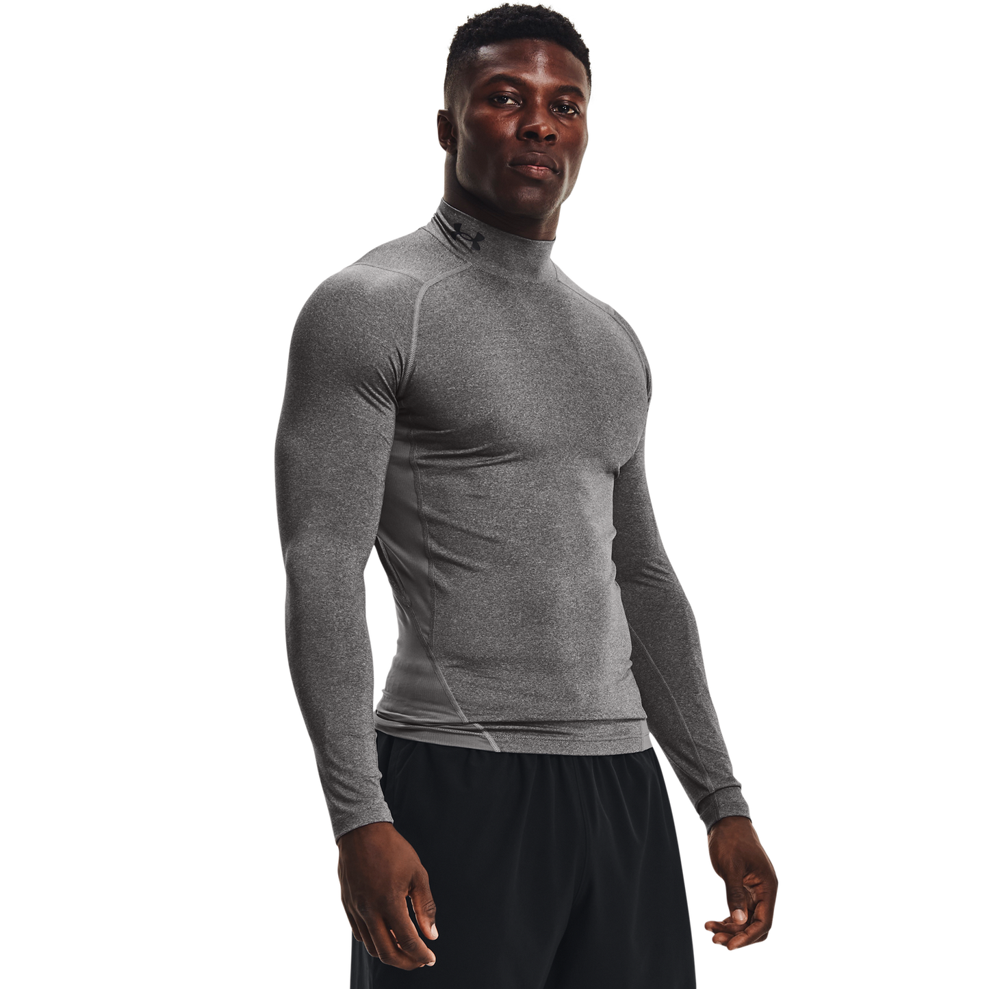 Under Armour HG Armour Comp Mock Long Sleeve - Men's - Carbon Heather/Black