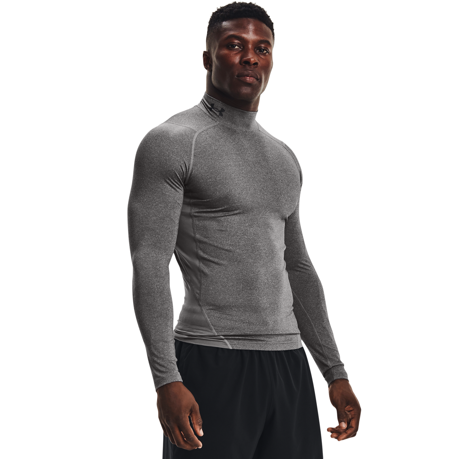 Under Armour HG Armour Comp Mock Long Sleeve - Men's - Carbon Heather/Black