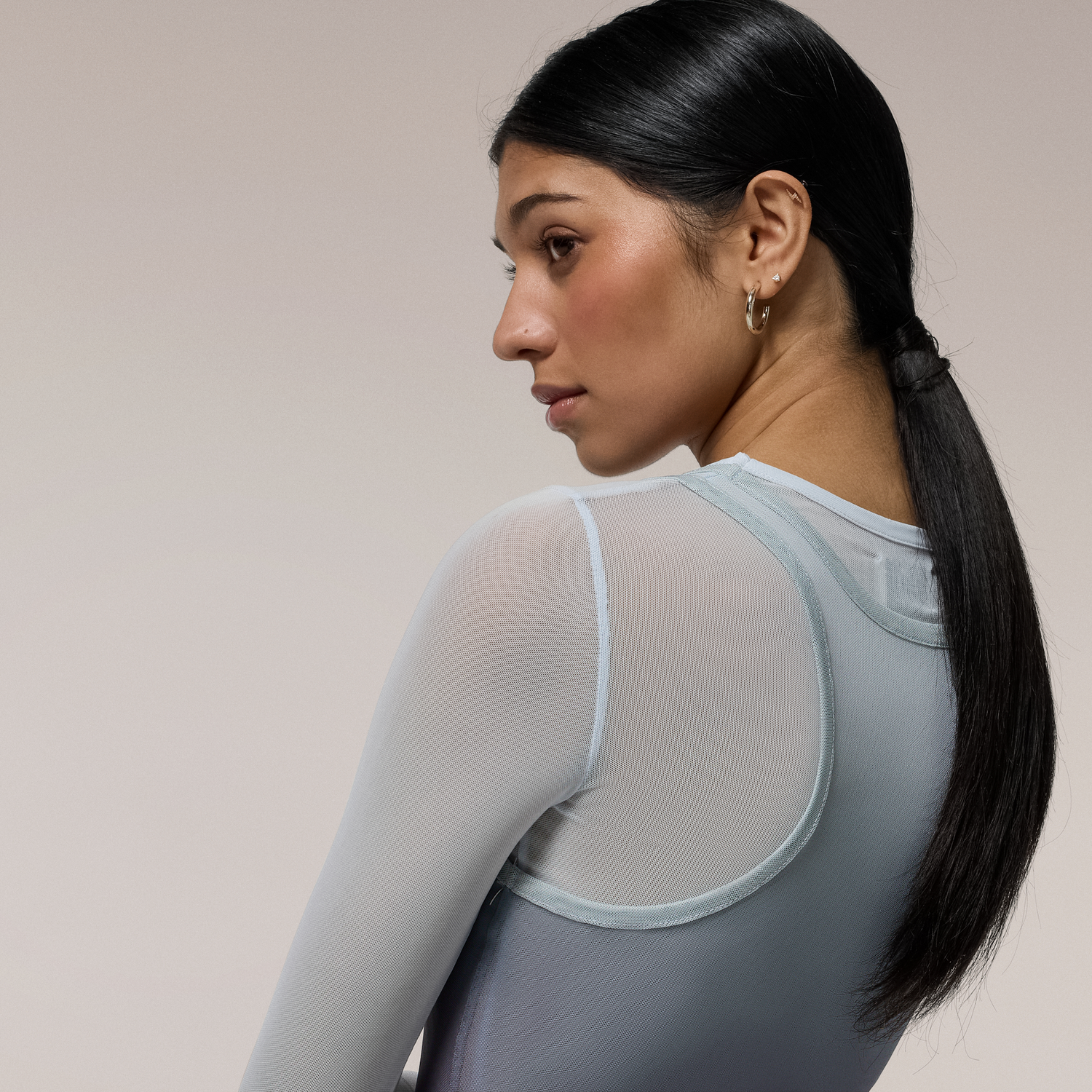Cozi Long Sleeve Layered Mesh Top - Women's - Rose Camo/Pure Cashmere