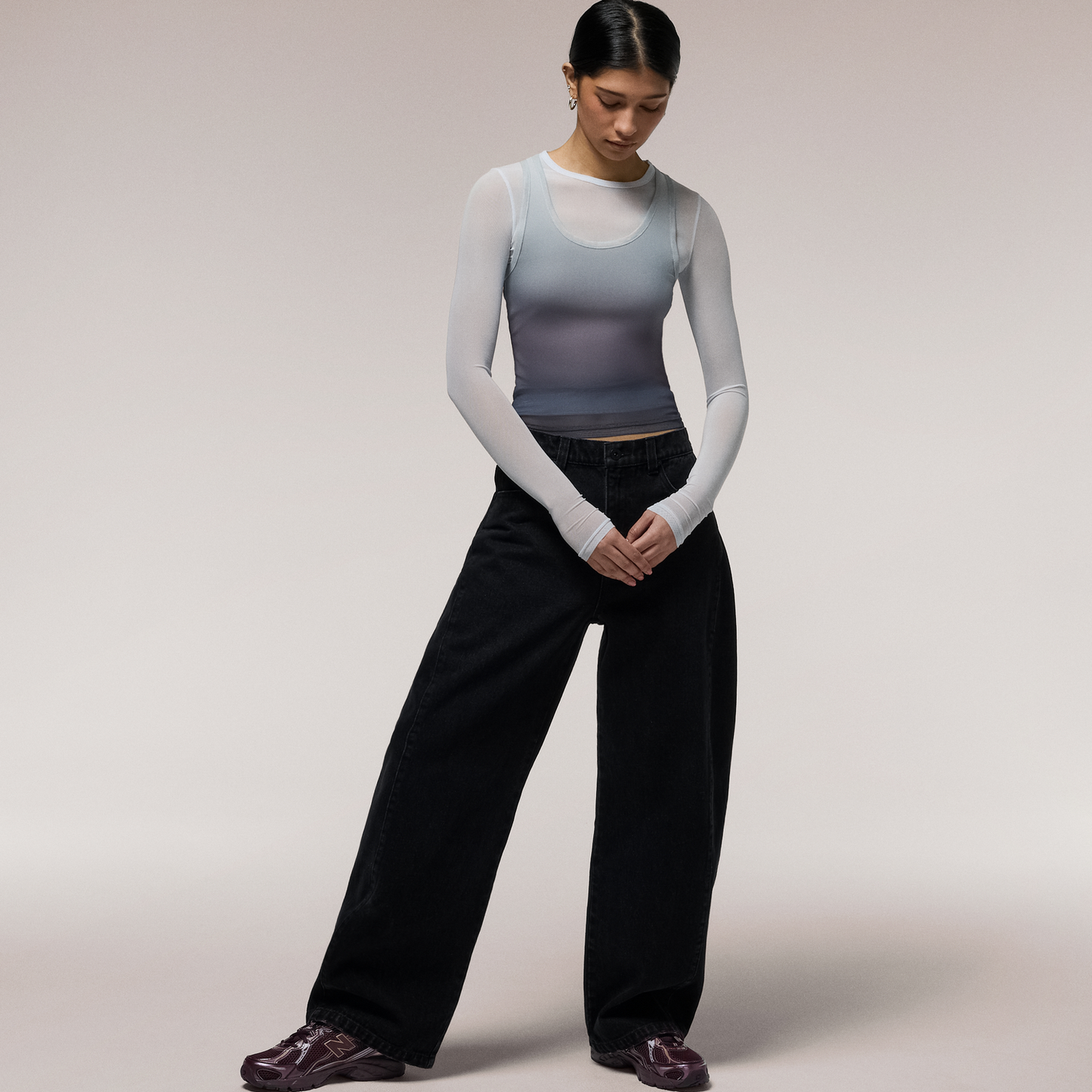 Cozi Long Sleeve Layered Mesh Top - Women's - Rose Camo/Pure Cashmere