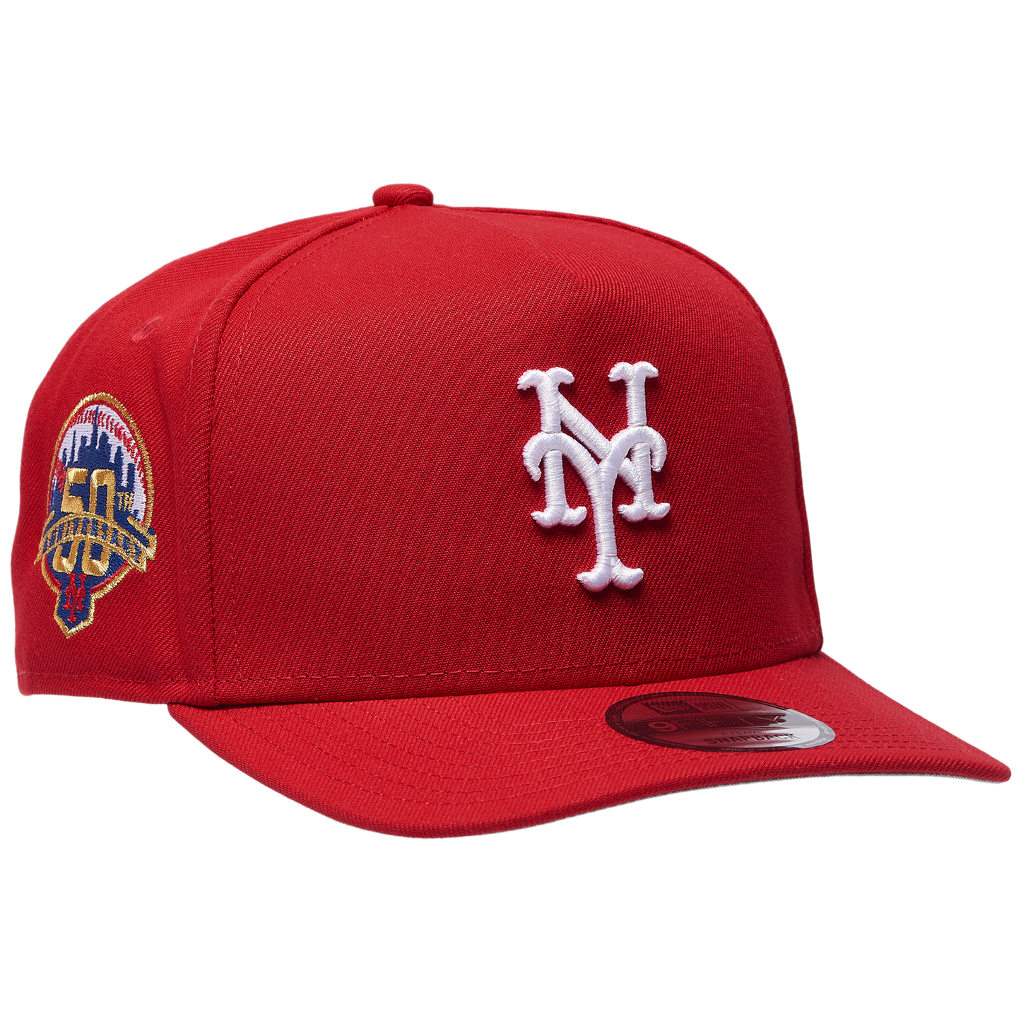 New Era Mets 950 A Frame 50th Anniversary Curved Cap - Men's - Scarlet/Scarlet
