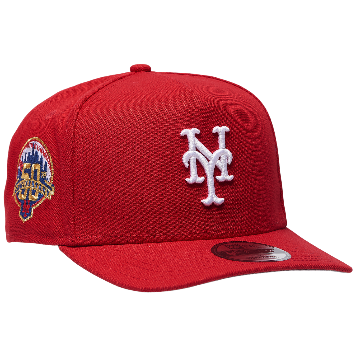 New Era Mets 950 A Frame 50th Anniversary Curved Cap - Men's - Scarlet/Scarlet