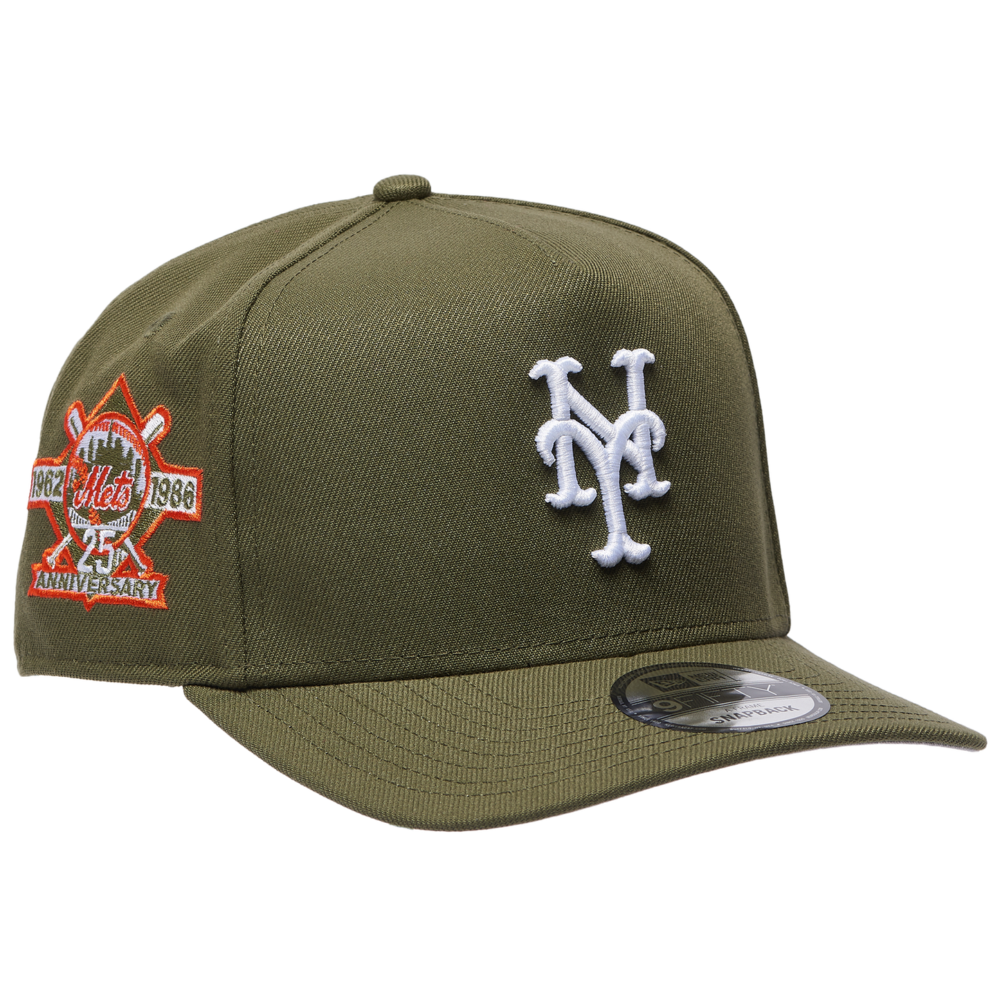 New Era Mets 950 A Frame 25th Anniversary Curved Cap - Men's - New Olive/New Olive