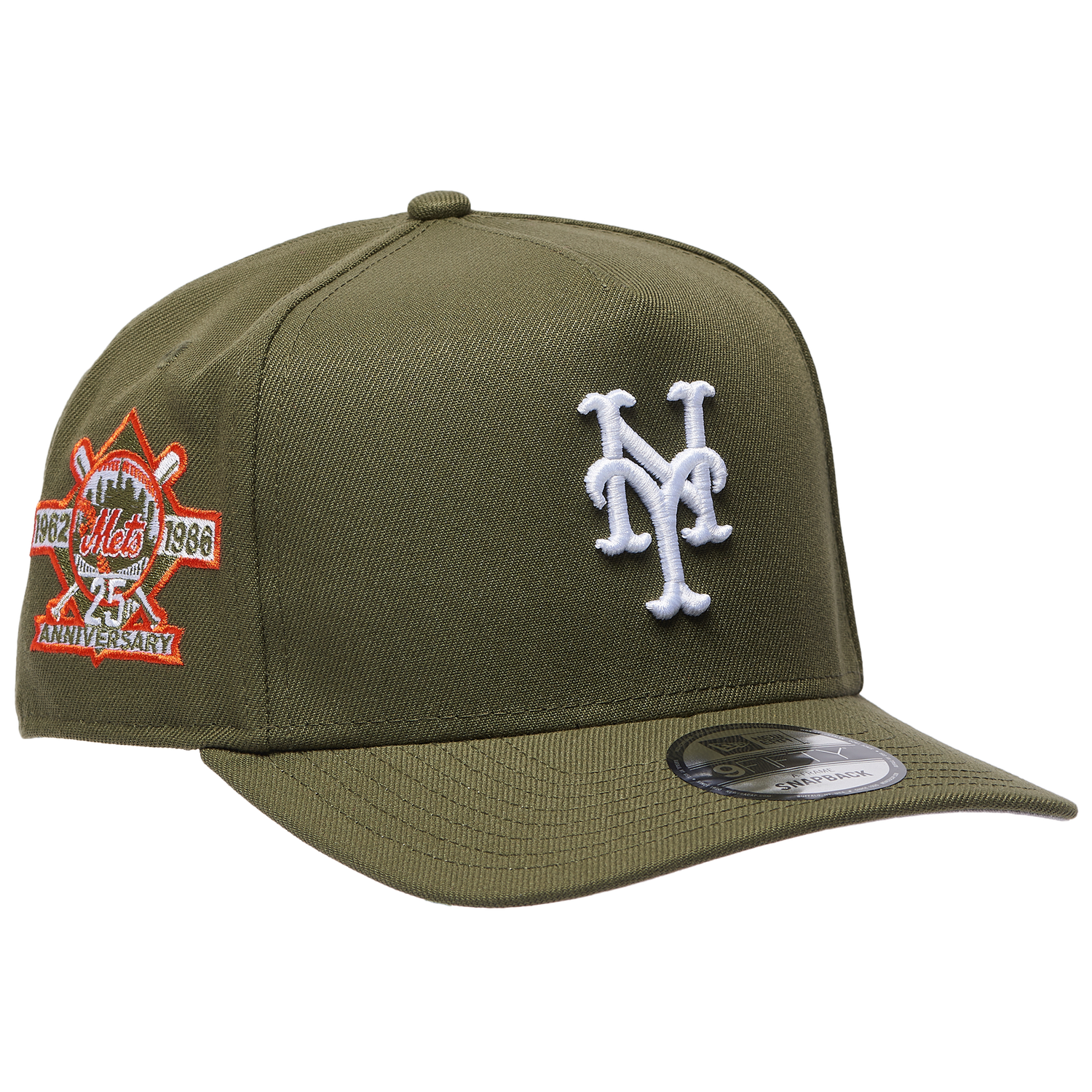 New Era Mets 950 A Frame 25th Anniversary Curved Cap - Men's - New Olive/New Olive