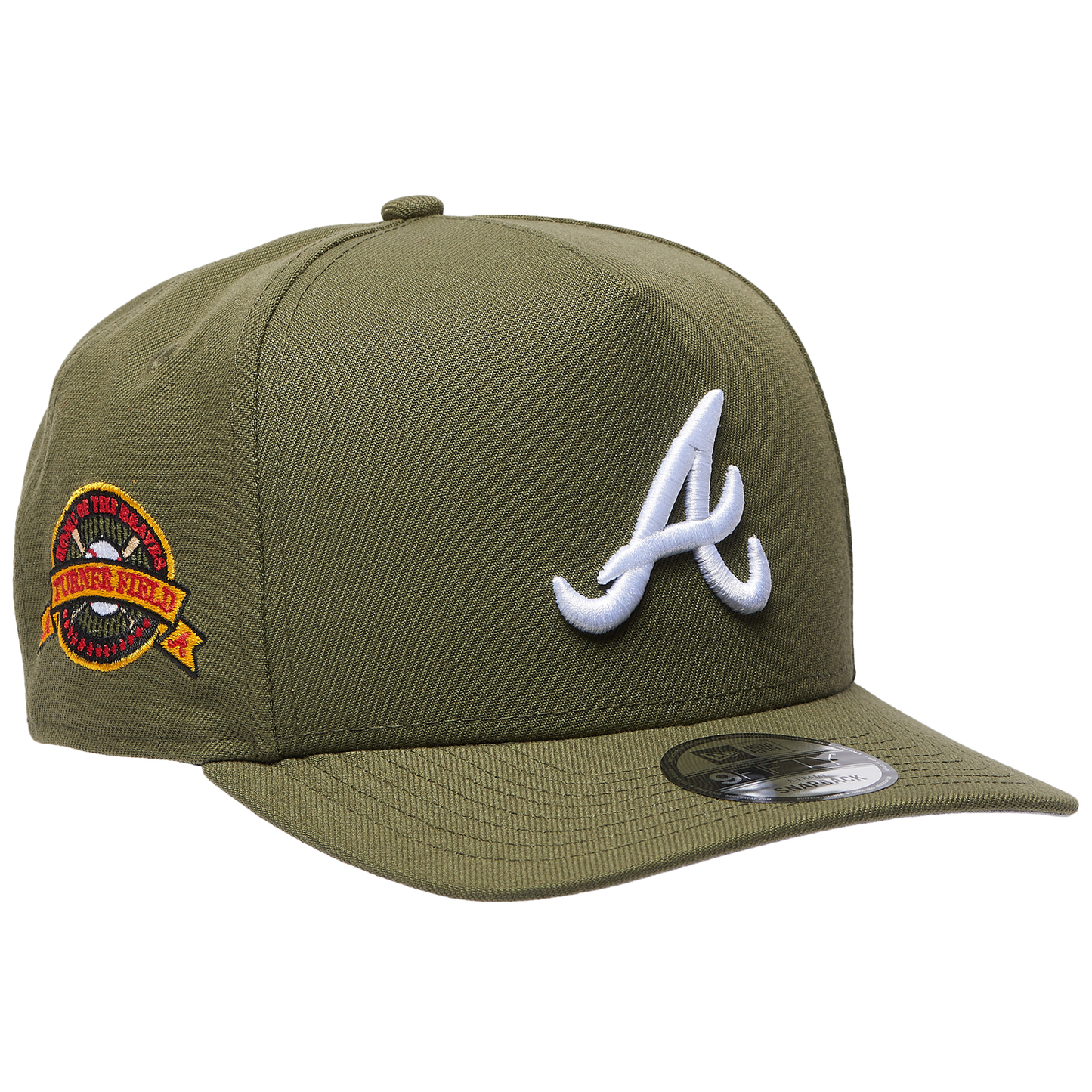 New Era Braves TF Curved 9FIFTY A-Frame Cap - Men's - Olive/White