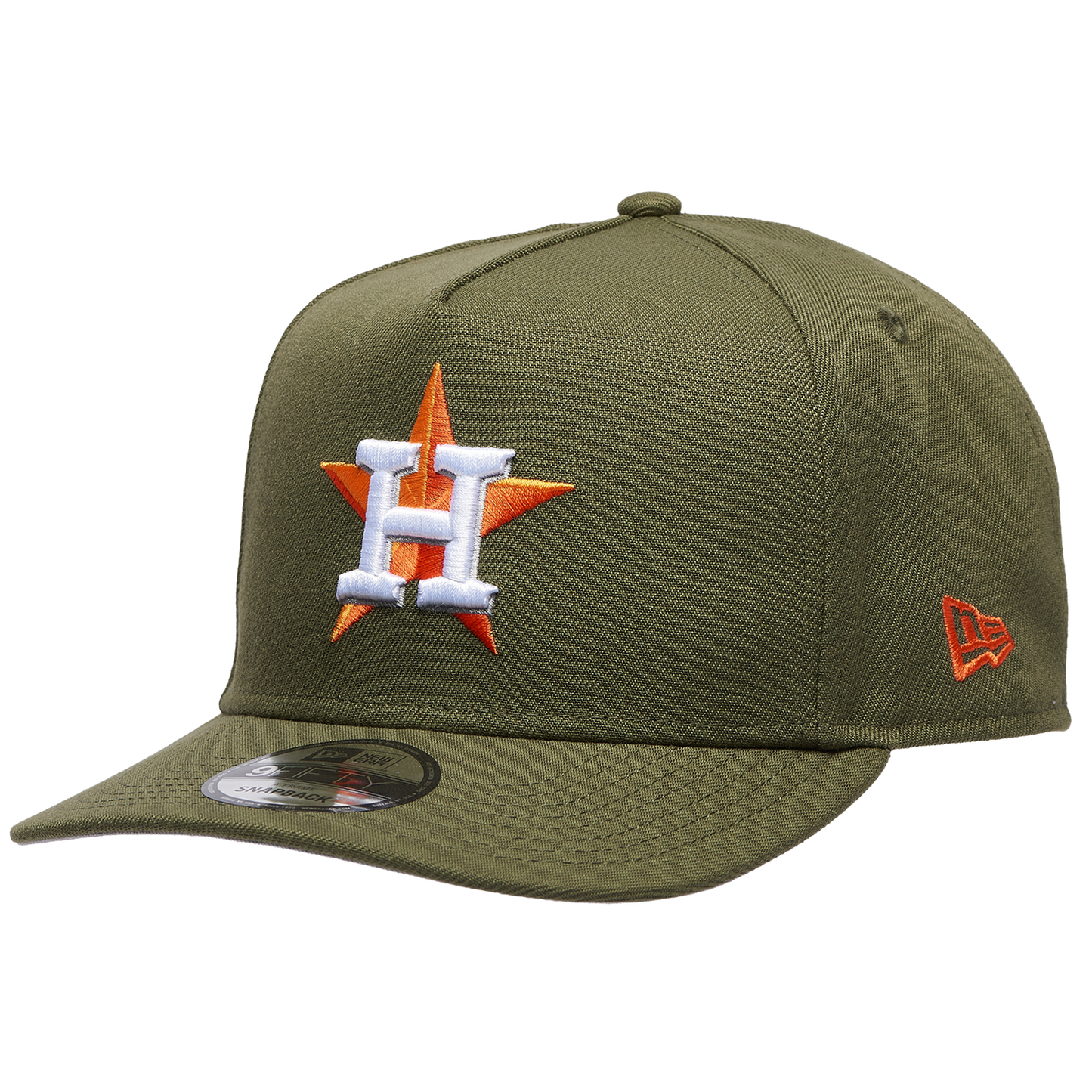 New Era Houston Astros 50th 9FIFTY A-Frame Curve Cap - Men's - New Olive/Orange