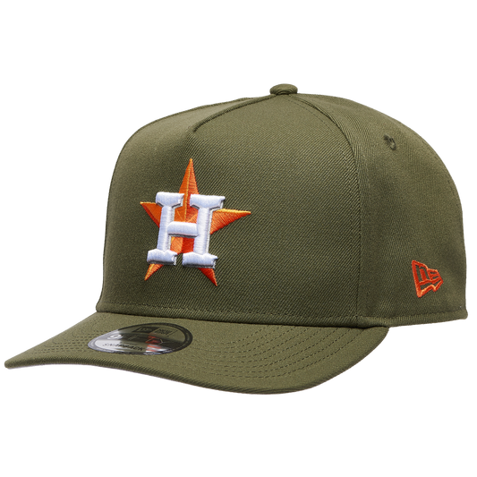 New Era Houston Astros 50th 9FIFTY A-Frame Curve Cap - Men's - New Olive/Orange